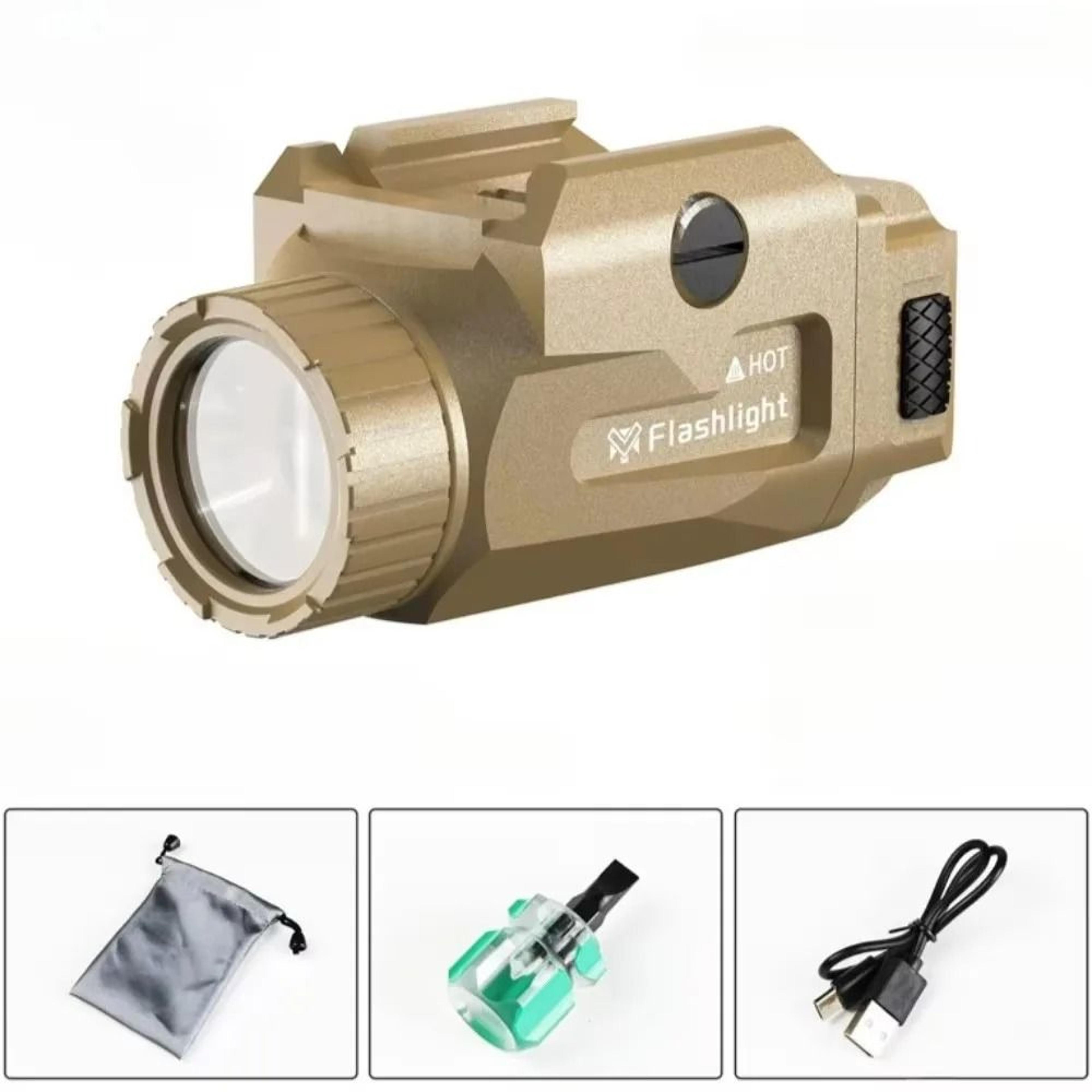 TINSOL 800LM USB Rechargeable Tactical Flashlight Picatinny Rail Mount 1