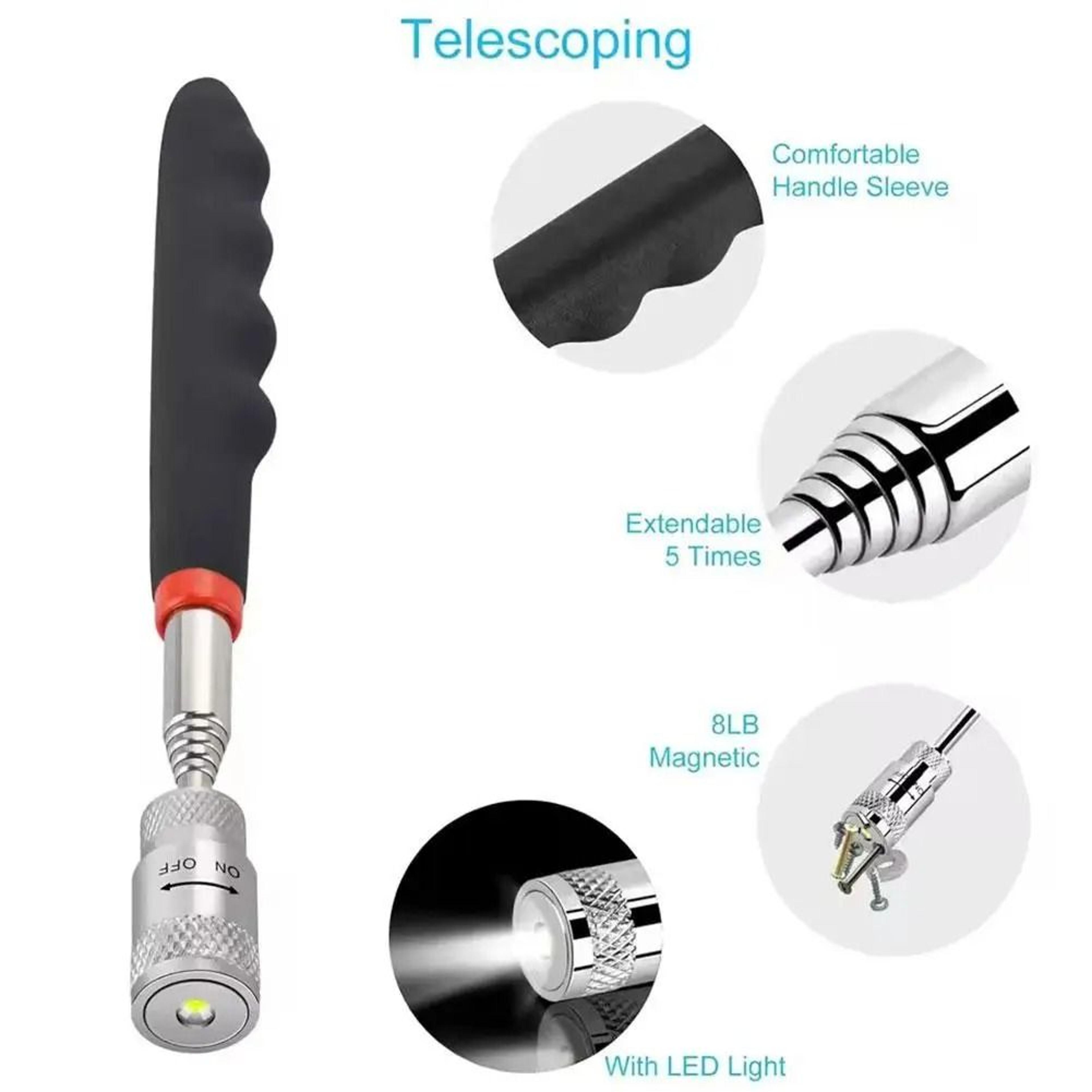 Magnetic Telescopic Pickup Tool With Inspection Mirror And Flashlight 1
