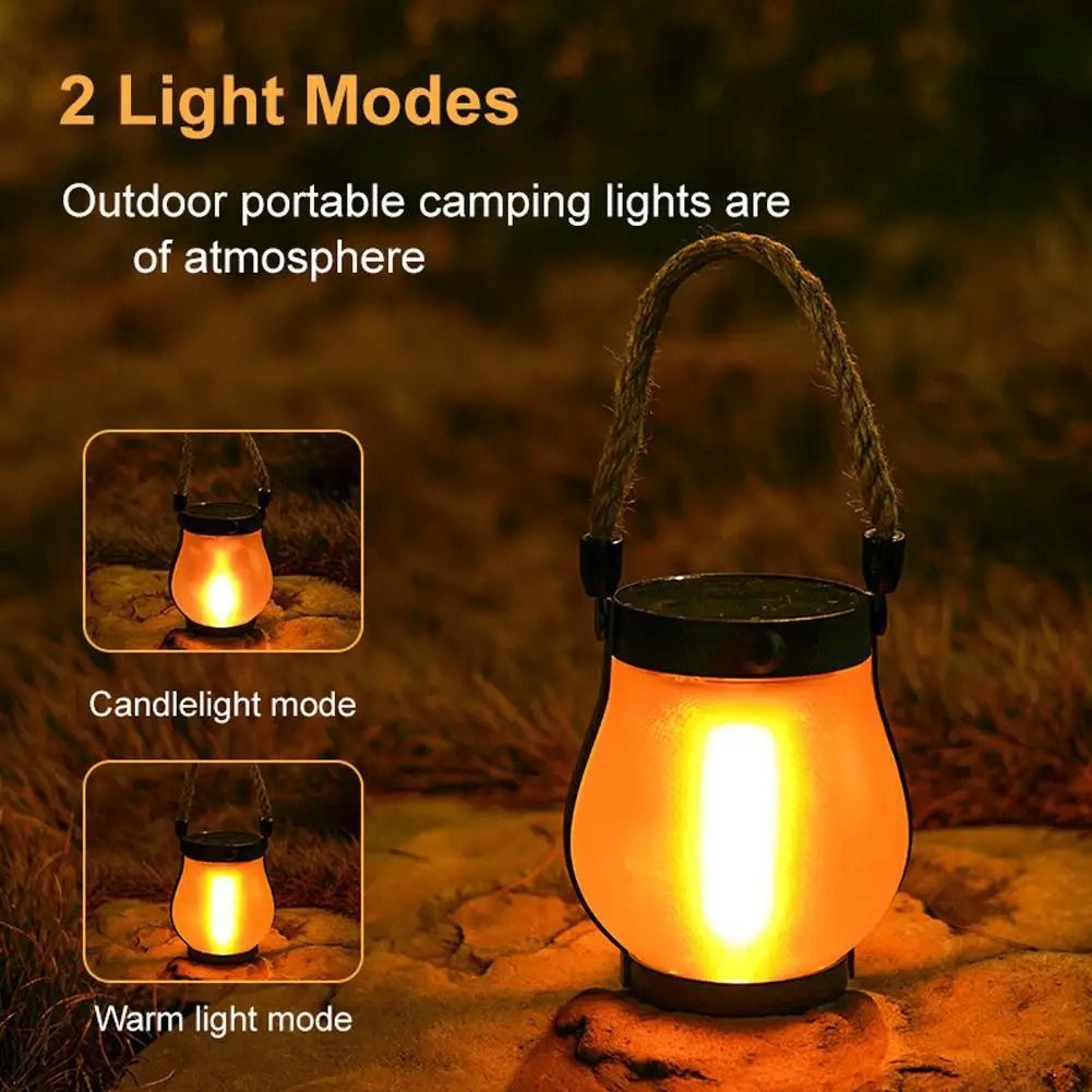 Solar Hanging Lantern Flickering Flame Outdoor Waterproof Light 3