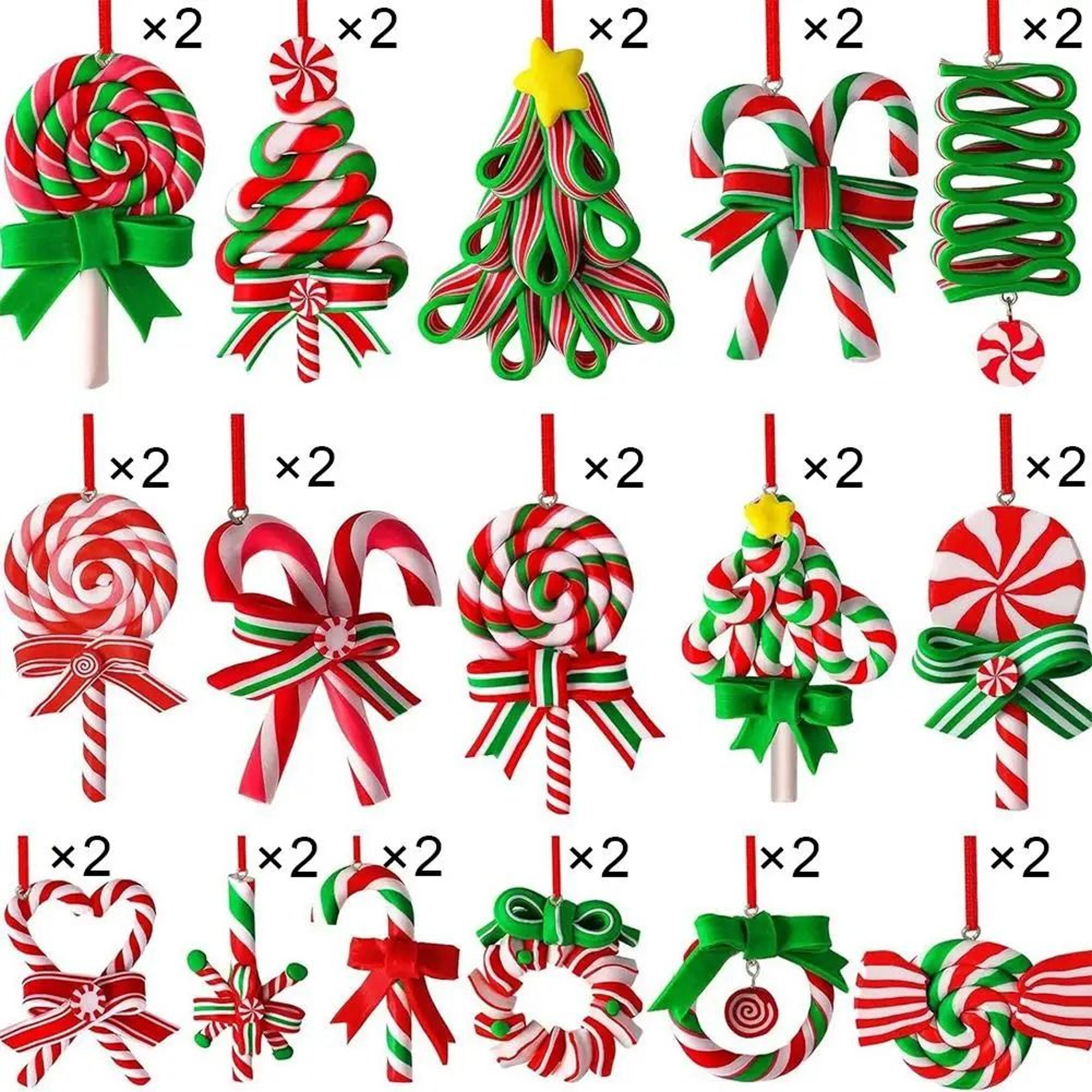 Wooden Candy Cane Christmas Tree Pendant Holiday Decoration 2
