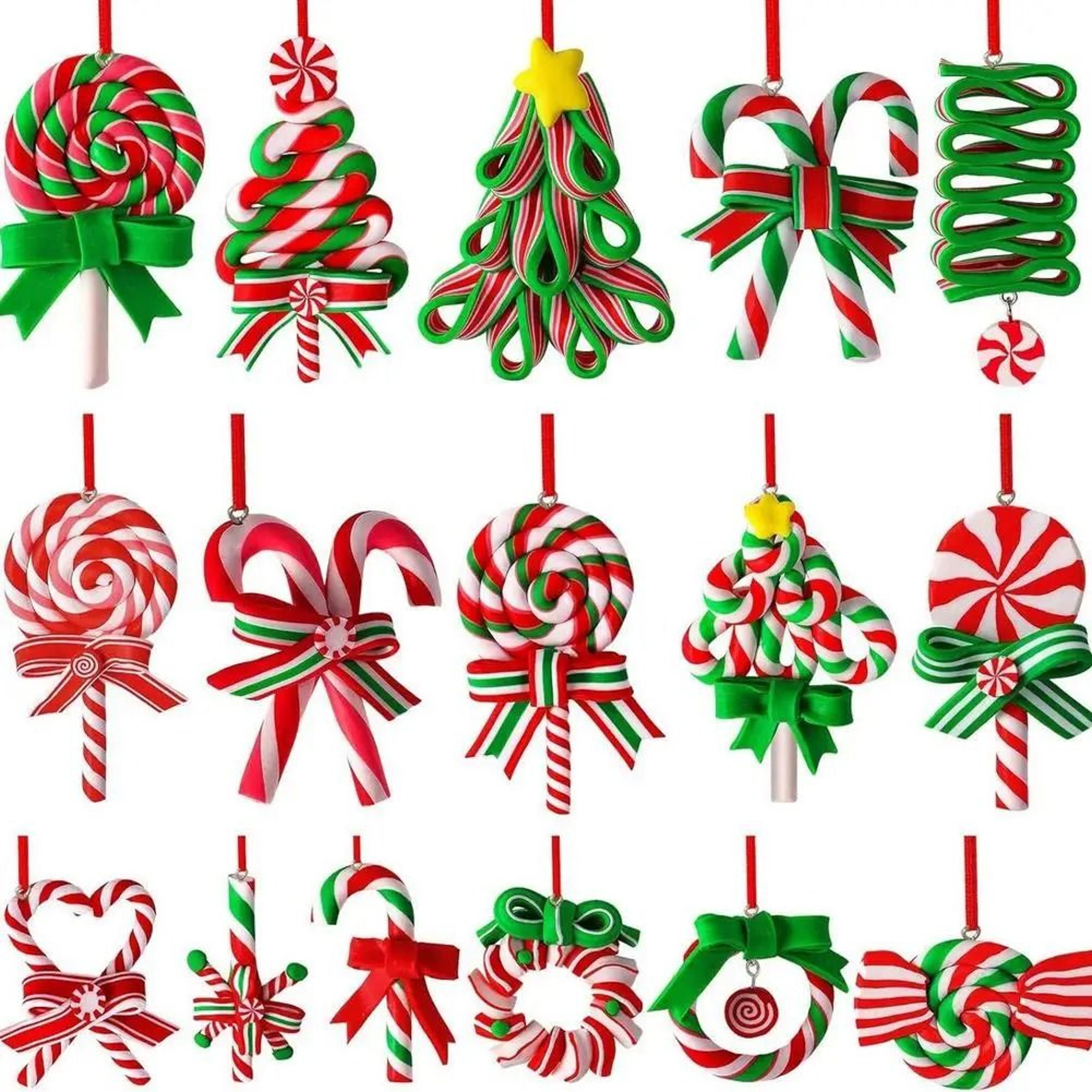 Wooden Candy Cane Christmas Tree Pendant Holiday Decoration 1