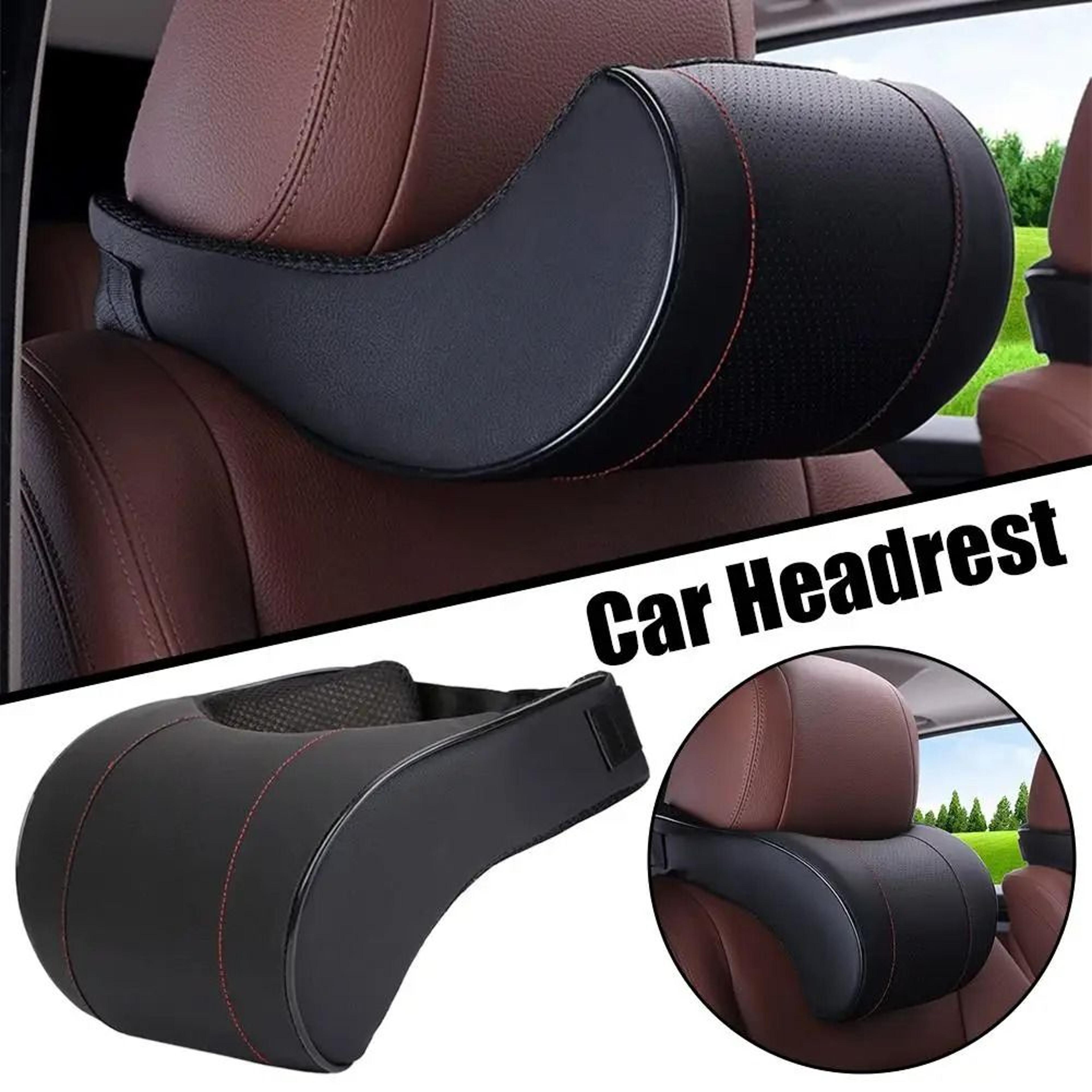 Ergonomic Leather Car Headrest Neck Pillow With Memory Cotton Support 6