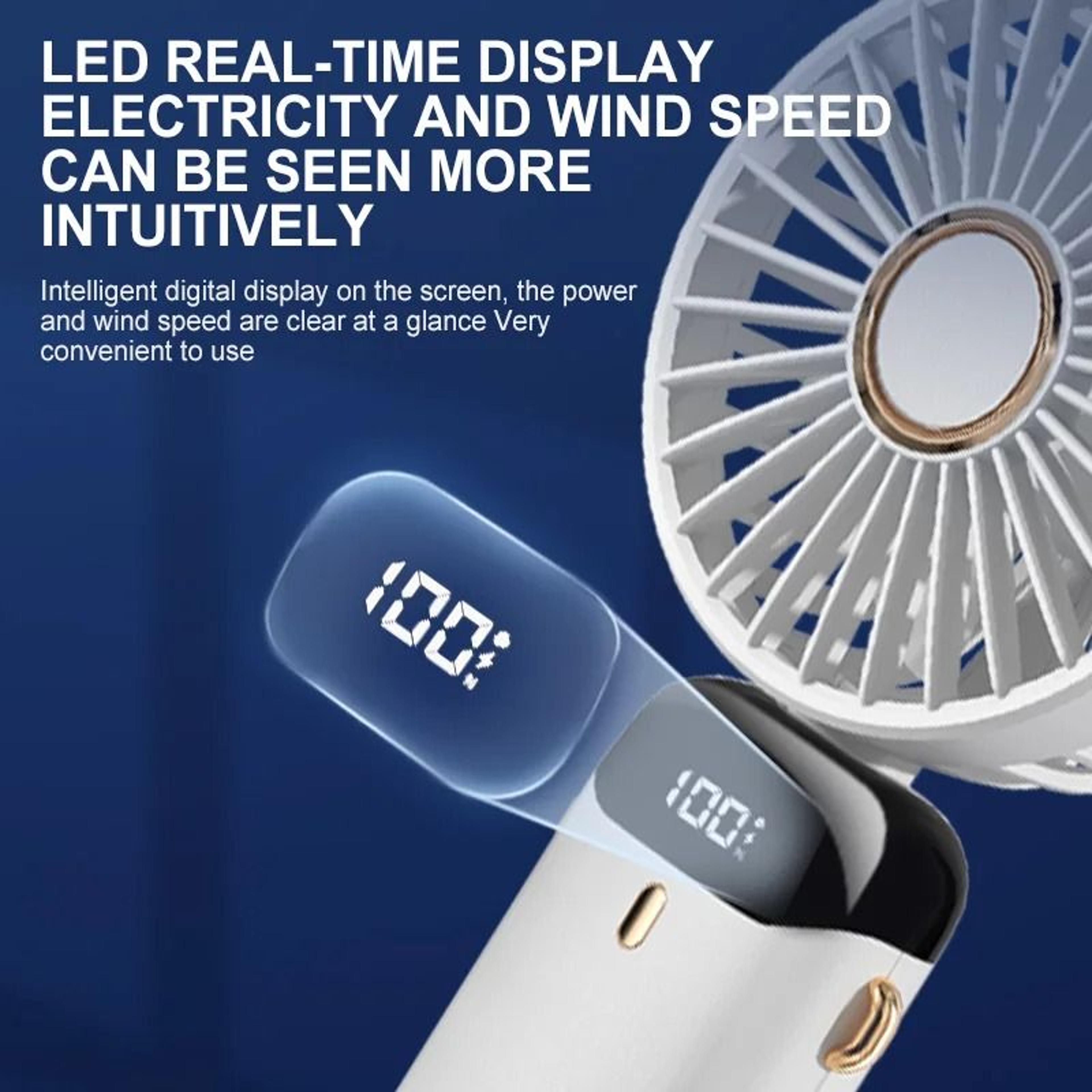 Foldable Portable Mini Fan With Neck Hanging Strap And Phone Stand USB Rechargeable 5