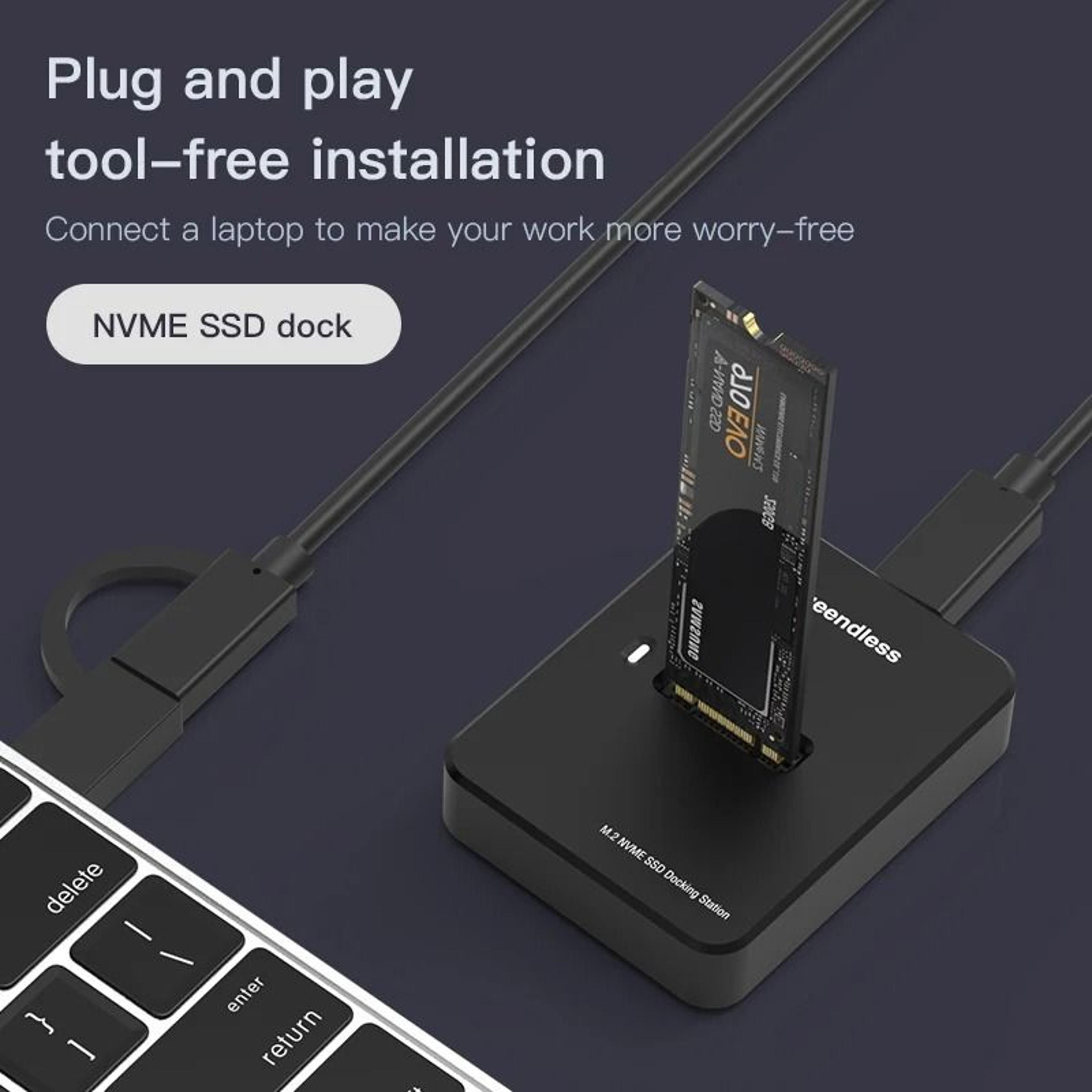 Blueendless M2 NVMe SSD Enclosure 10Gbps External SSD Case USB Storage Dock 7