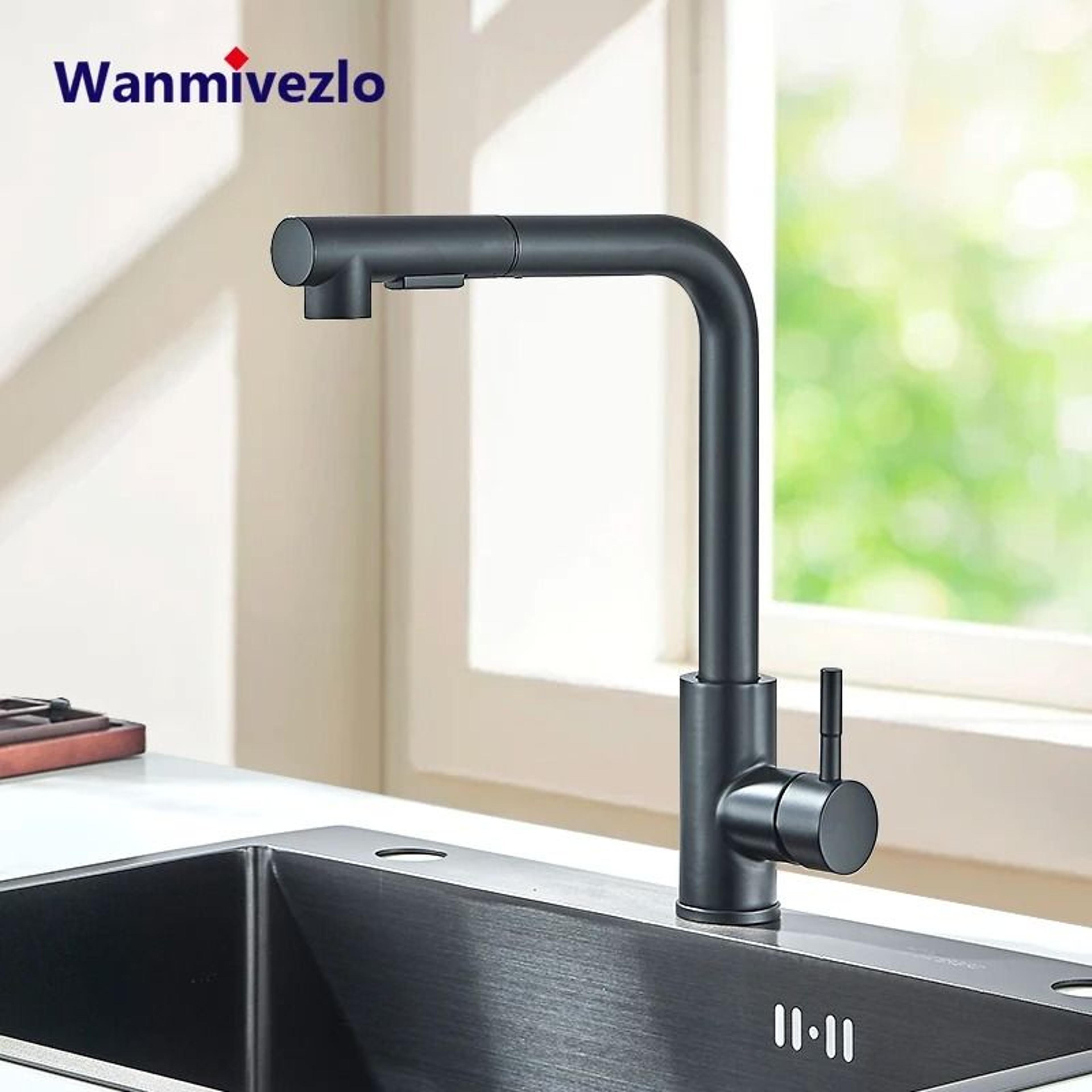 Pull Out Kitchen Sink Faucet Stainless Steel Hot Cold Mixer Tap With Two Mode Sprayer 8