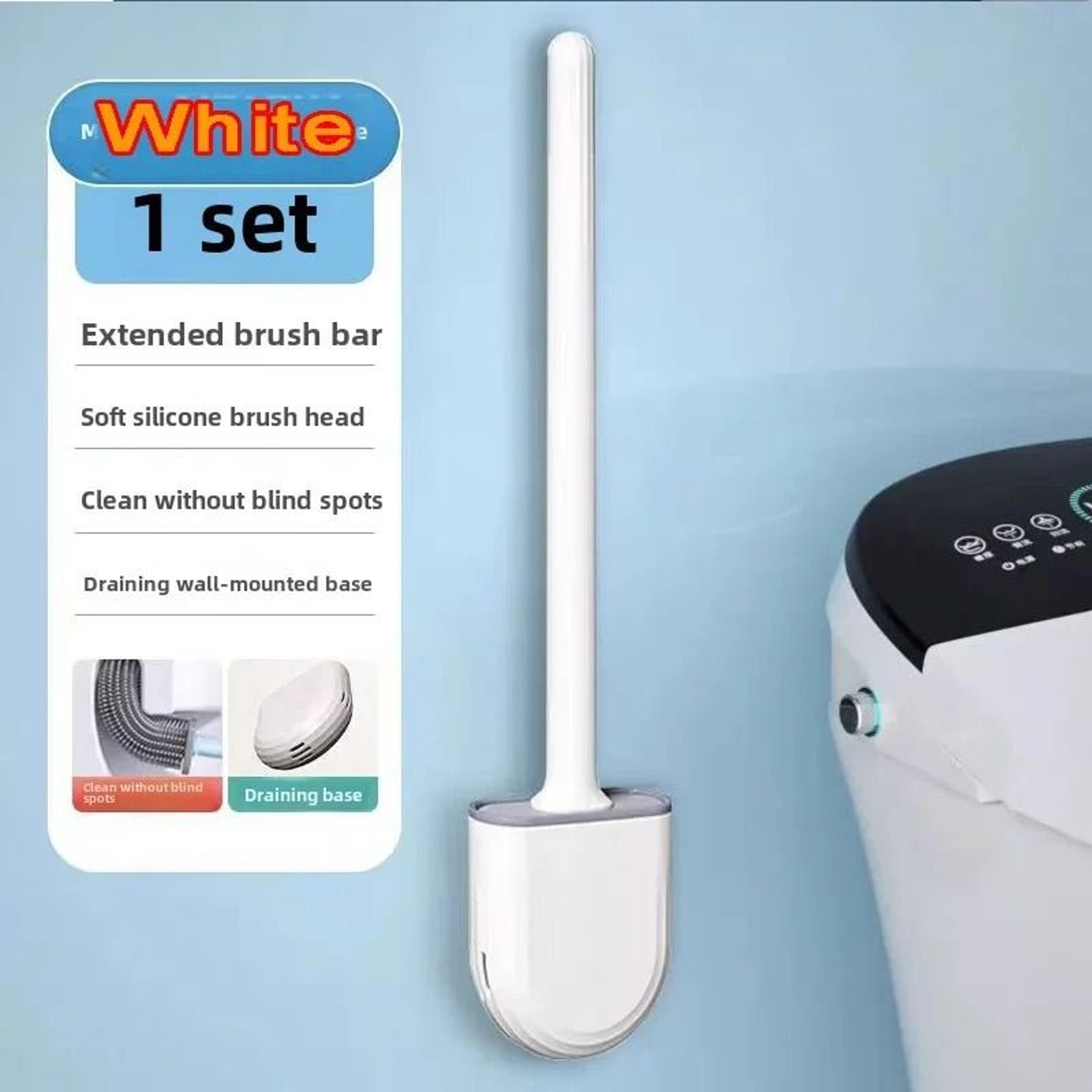Silicone Toilet Brush And Holder Wall Mounted Quick Drying Deep Cleaning Brush 1