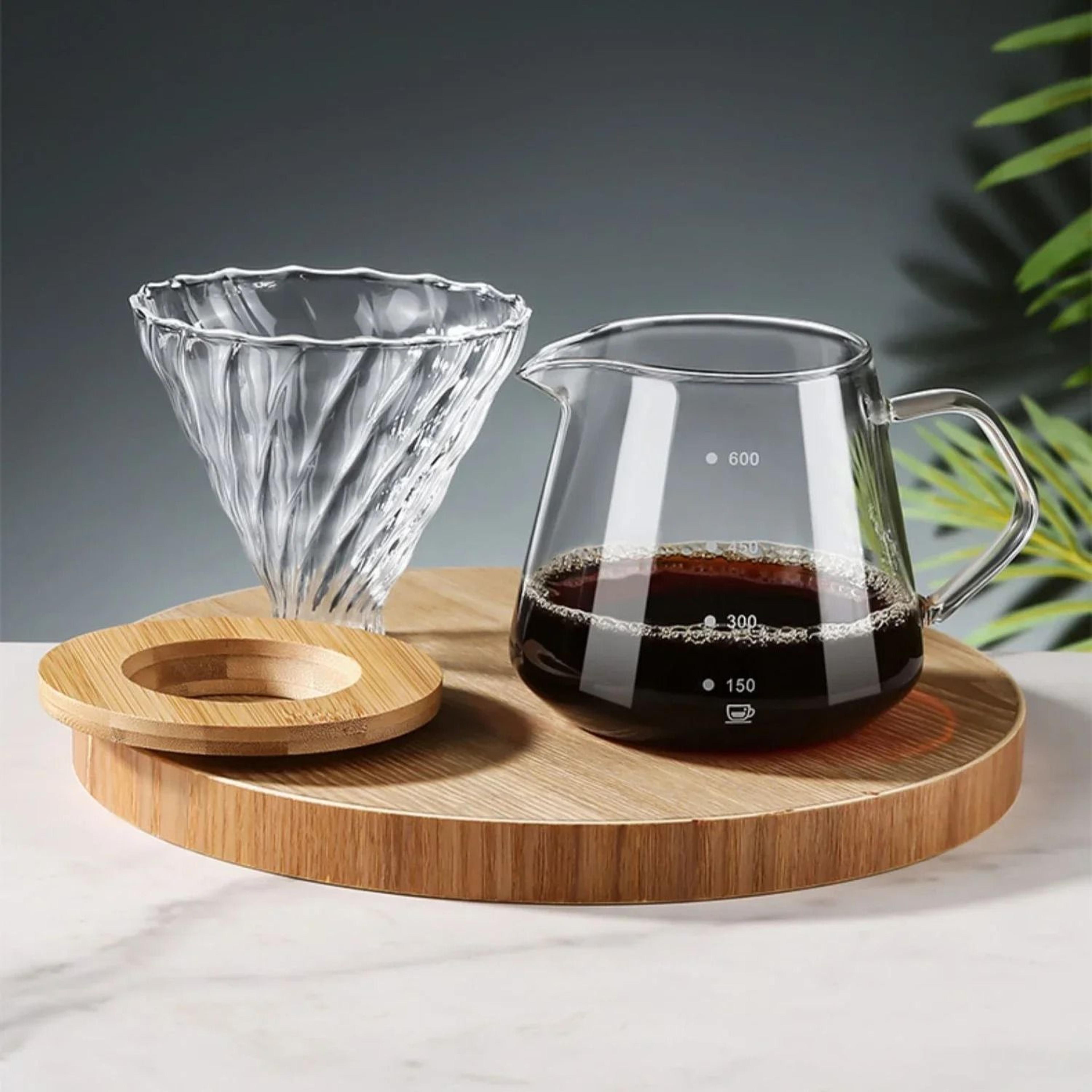 Pour Over Coffee Maker Set Glass Carafe With Reusable Glass Filter 300ml 600ml 8