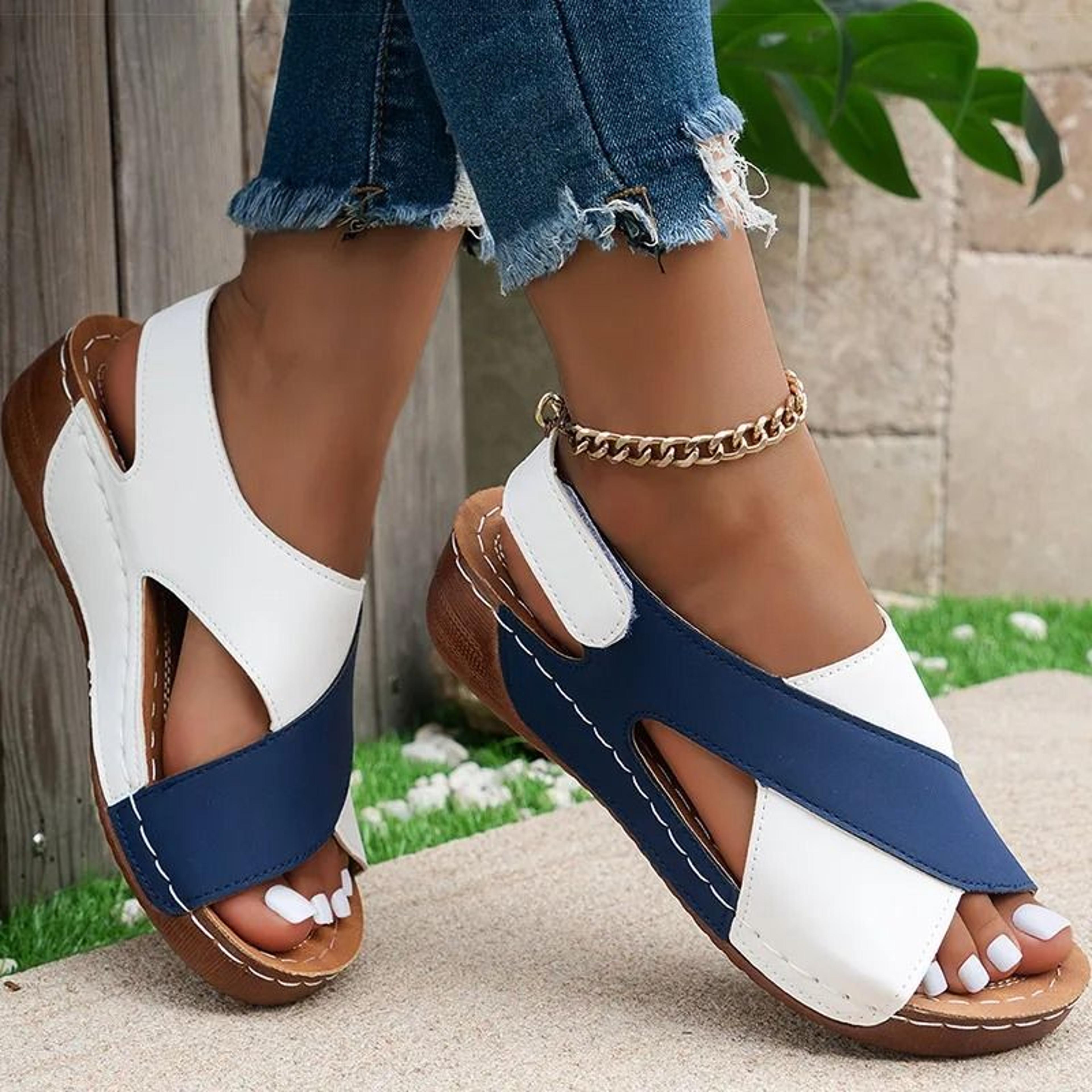 Womens Wedge Sandals Peep Toe Summer Shoes Lightweight Soft Heel Sandals 5