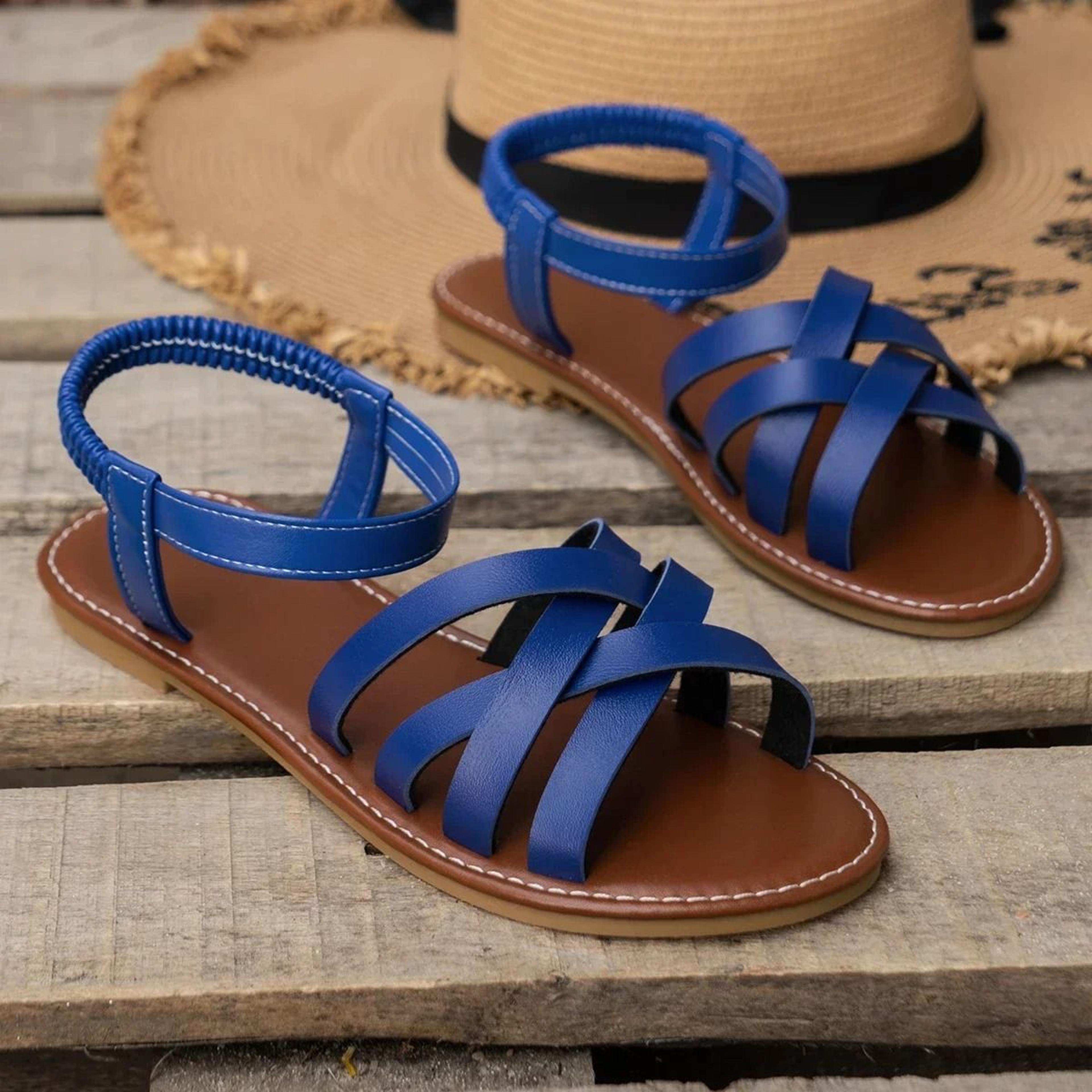Womens Flat Sandals Lightweight Comfort Sandals With Elastic Band Easy Fit 2