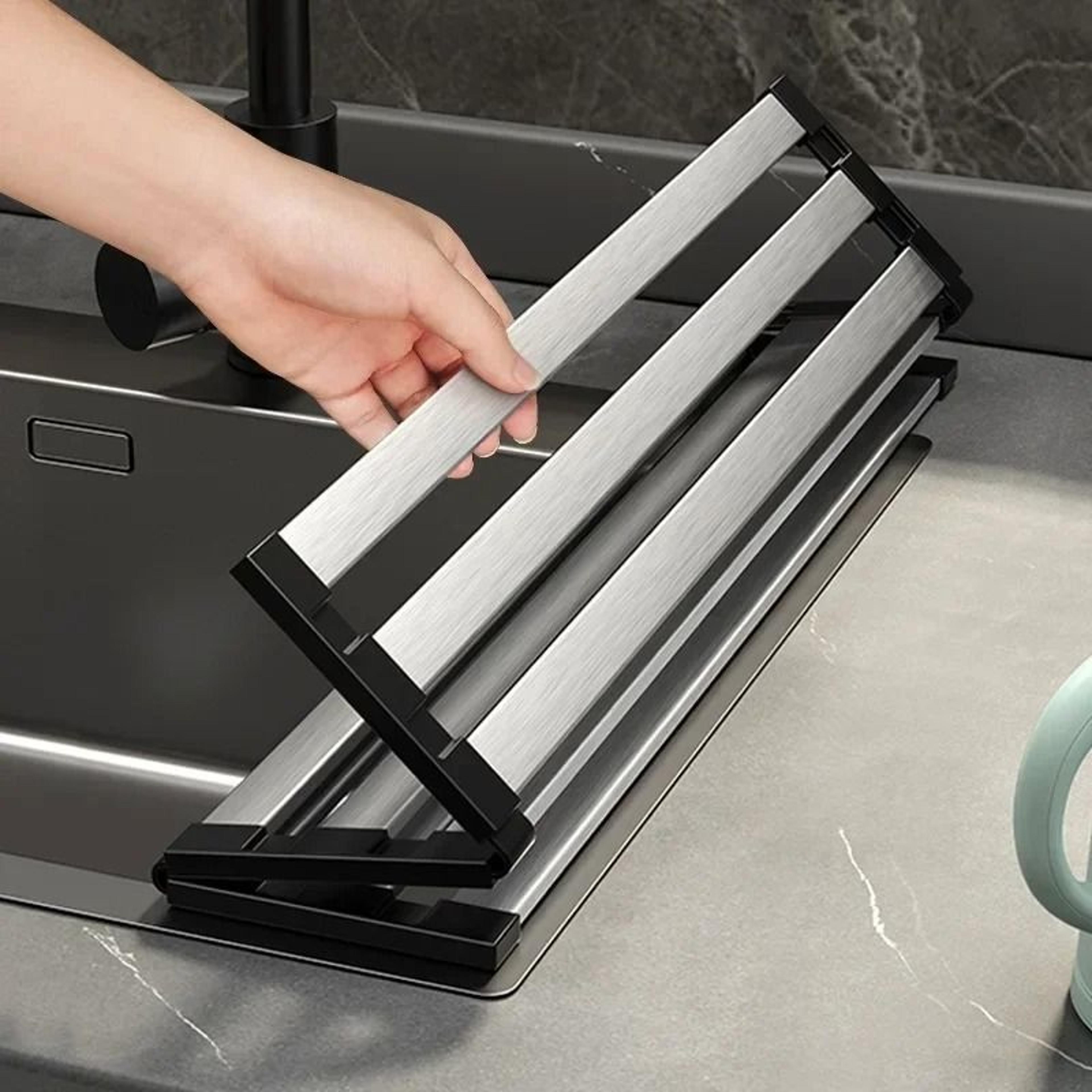 Stainless Steel Sink Drain Rack Foldable Retractable Sink Basket Kitchen Organizer 9