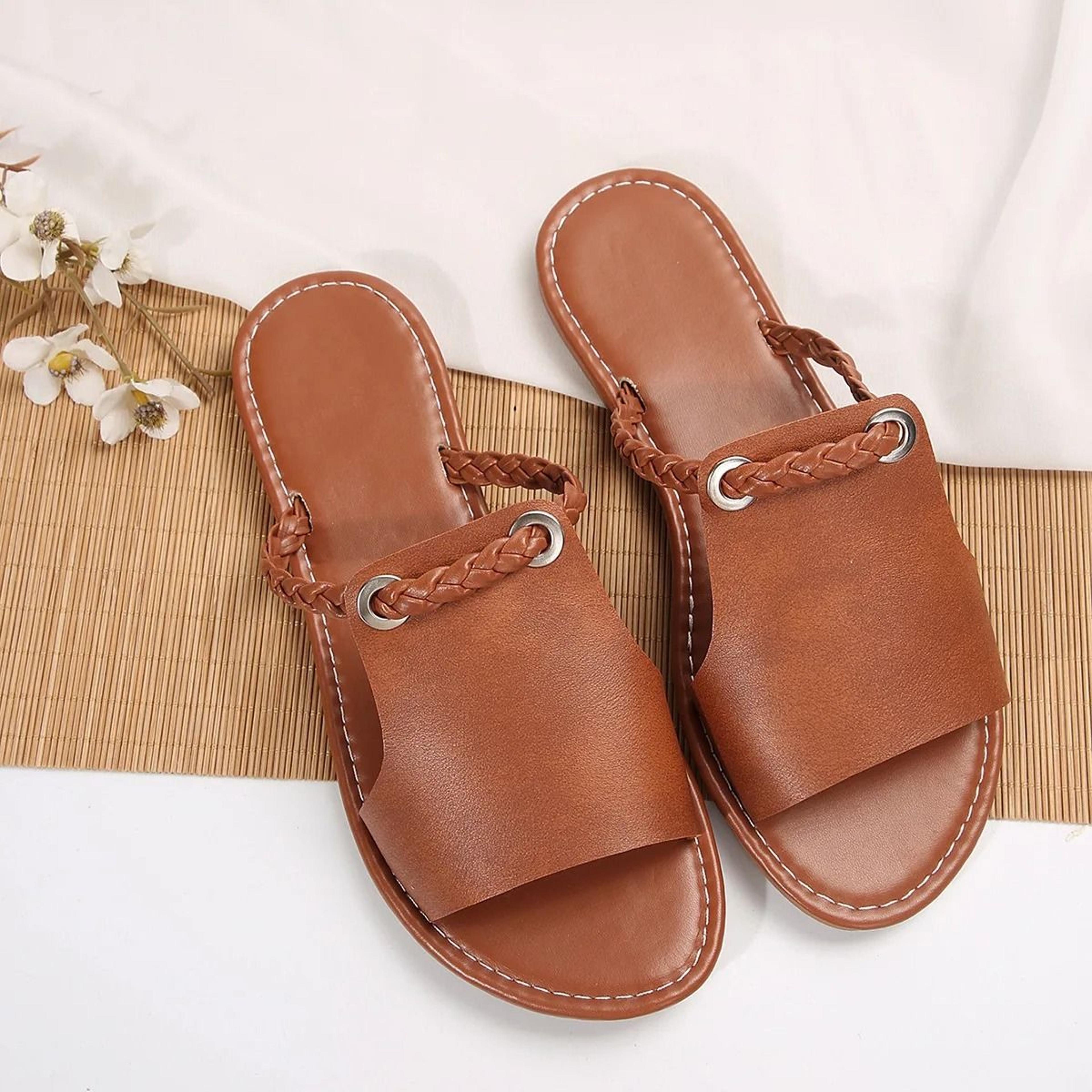 Women Square Toe Cross Strap Flat Sandals Summer Flip Flops Beach Slippers 4