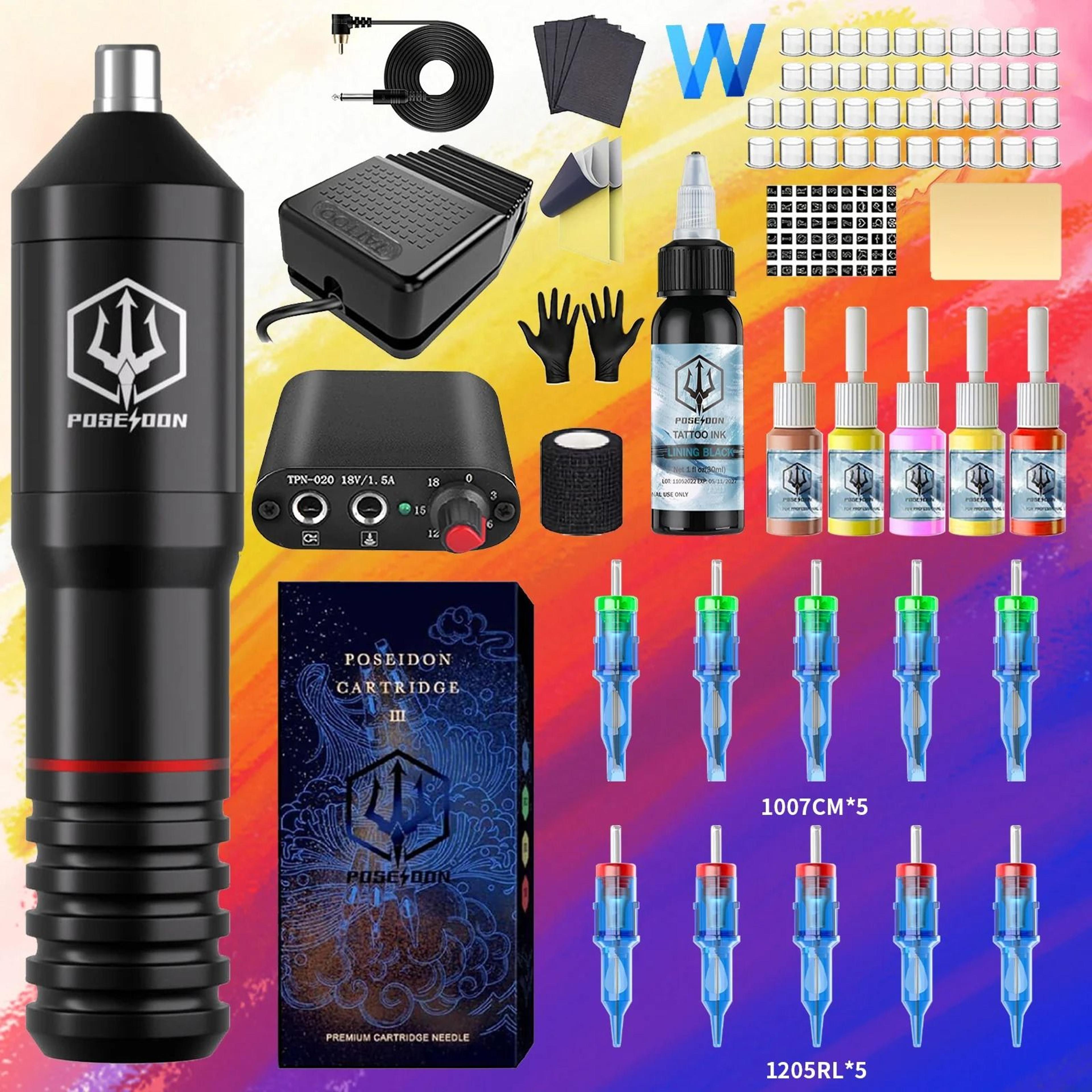 POSEIDON Wireless Tattoo Pen Tattoo Machine Kit For Permanent Makeup With Power Supply 0