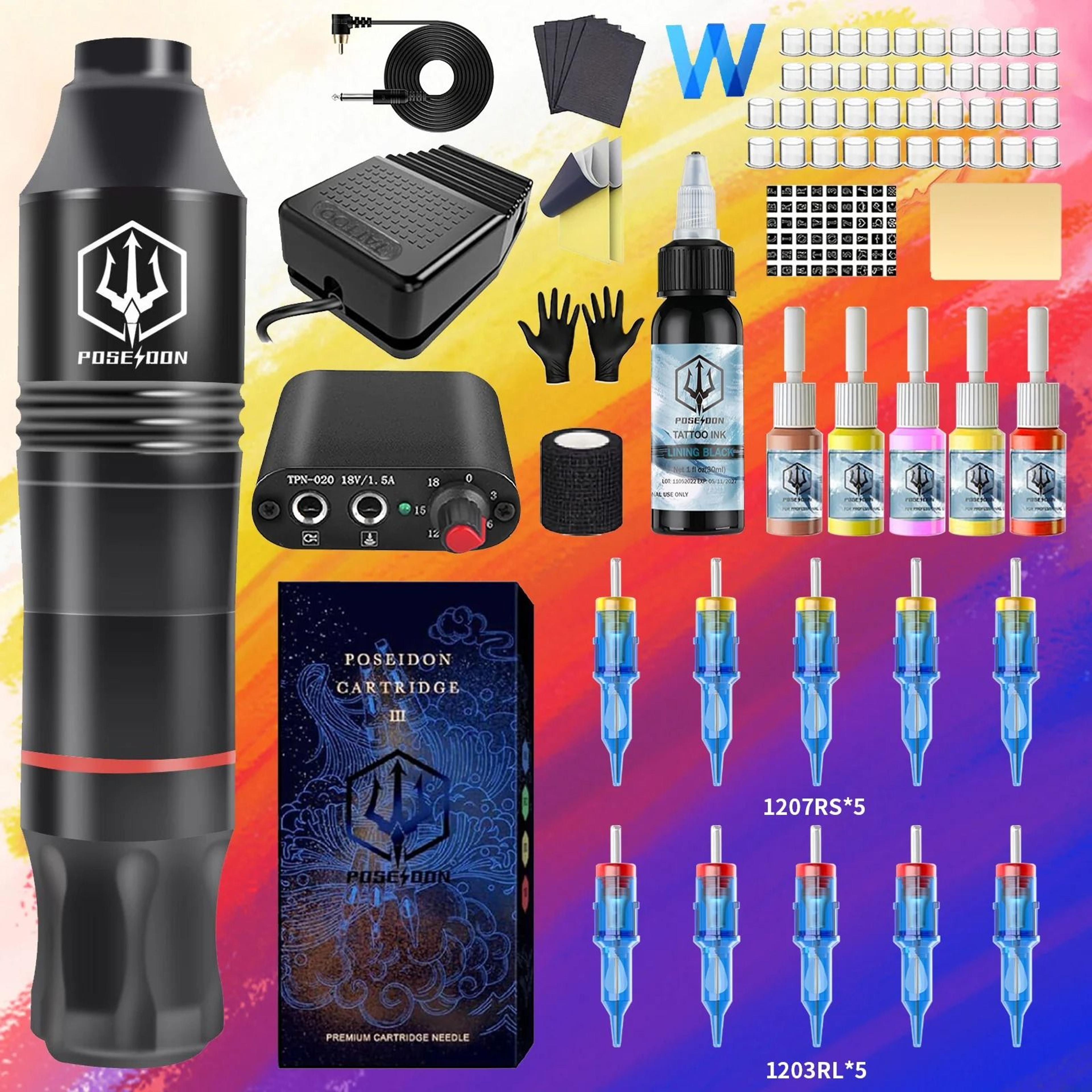 POSEIDON Wireless Tattoo Pen Tattoo Machine Kit For Permanent Makeup With Power Supply 3