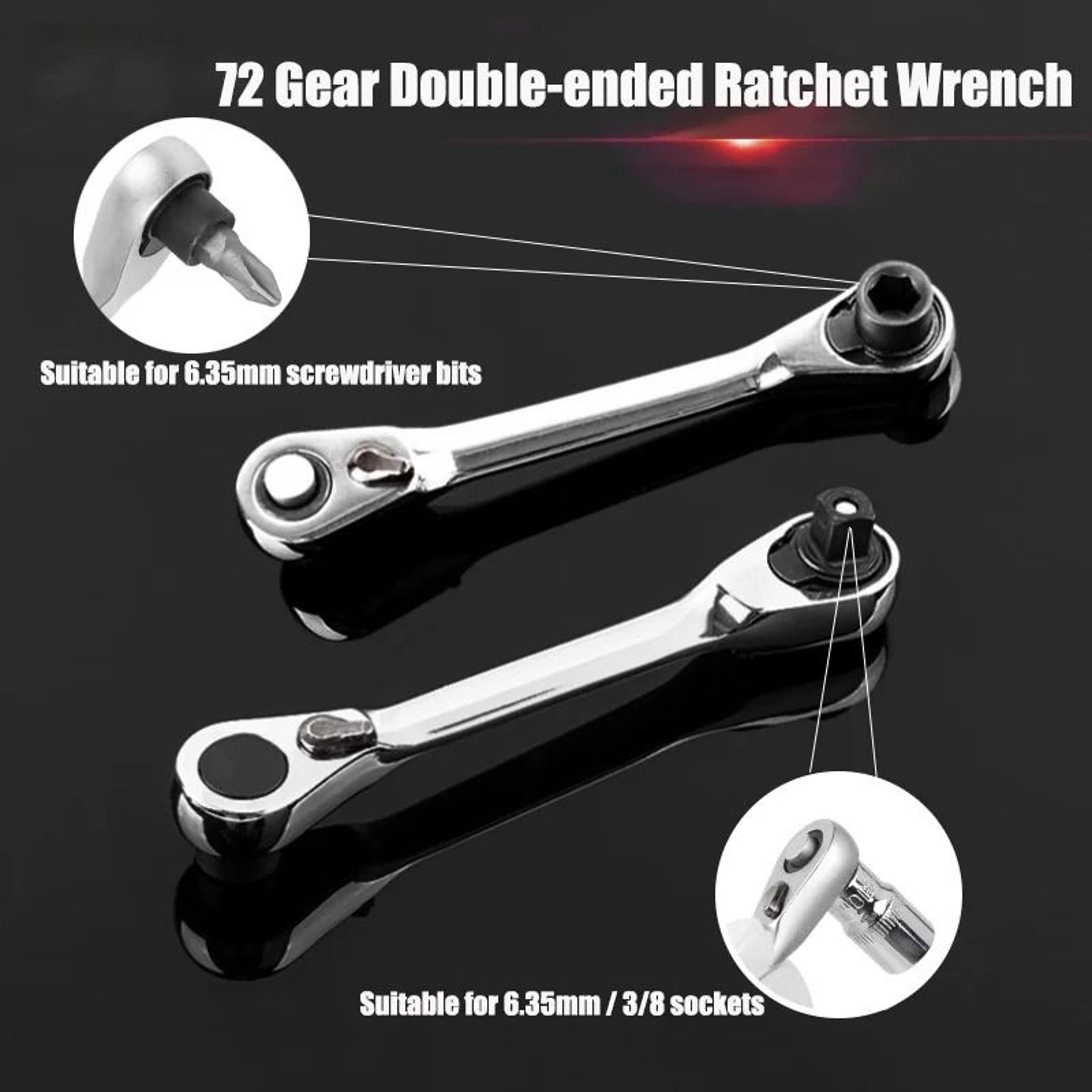 Mini 2 In 1 Ratchet Wrench Screwdriver Socket Tool Compact Tight Space Hand Tool 0
