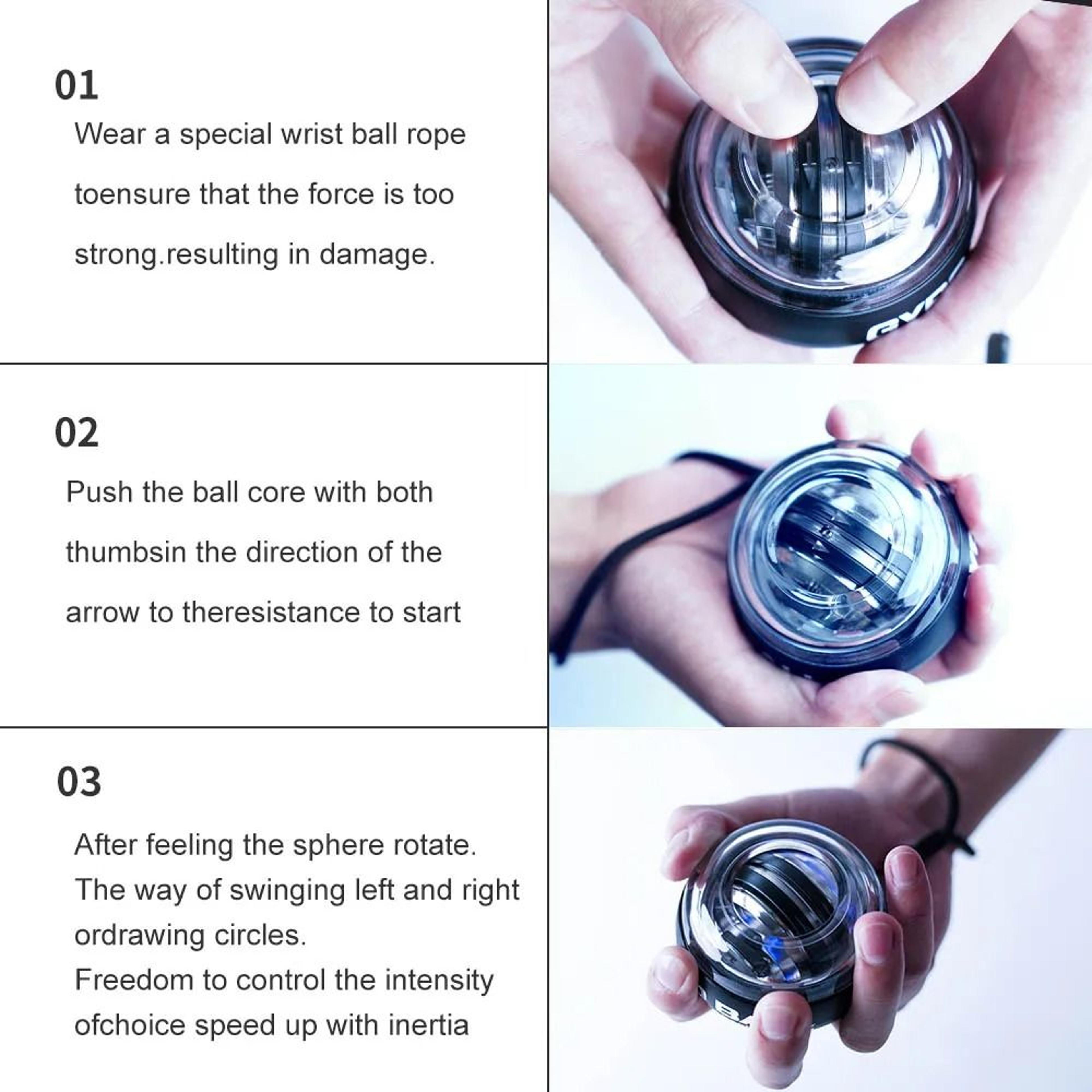 LED Gyro Wrist Ball Forearm Strength Trainer Hand Grip Exercise Power Ball 9