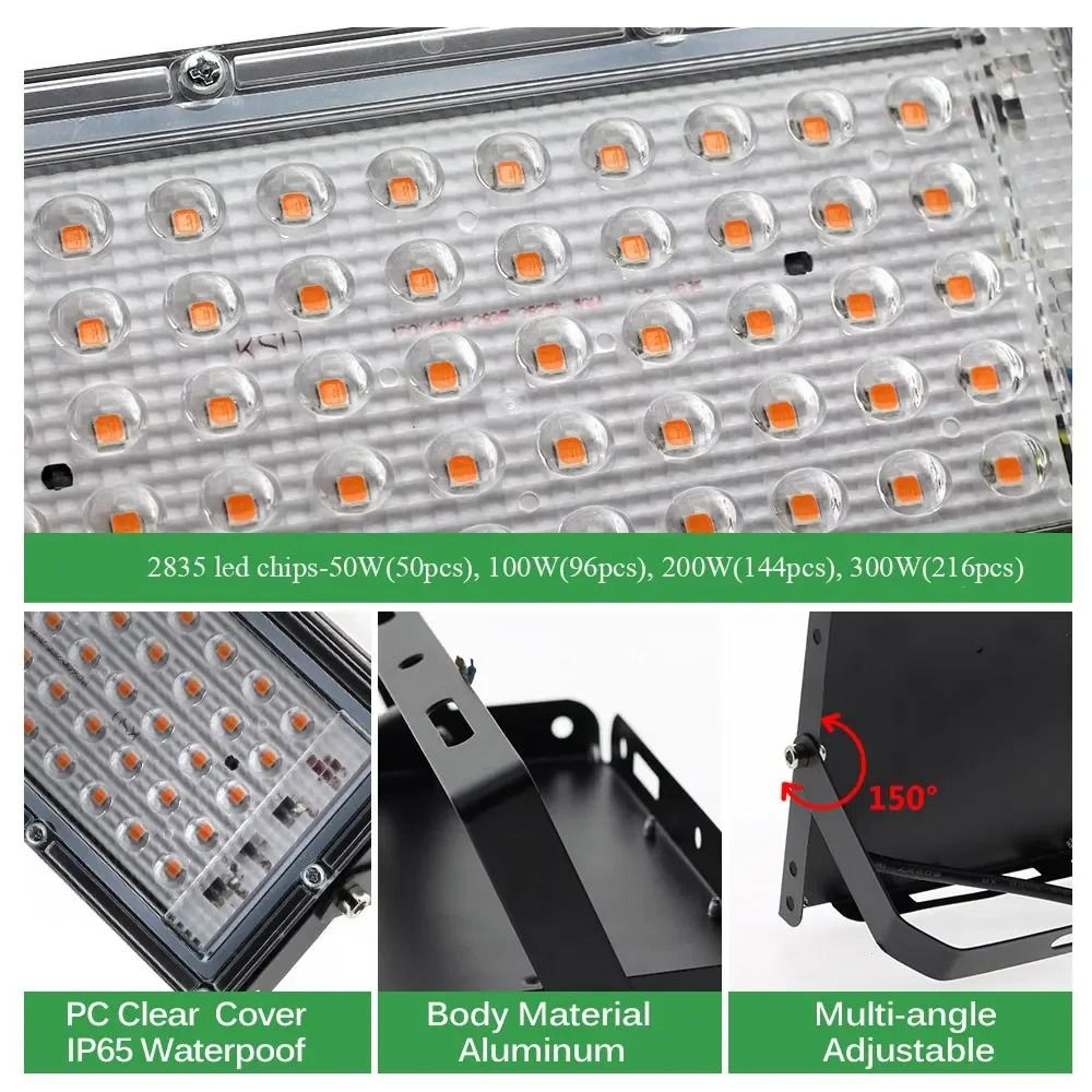 Full Spectrum LED Grow Light Bulb 50W 100W 300W Indoor Plant Grow Lamp For Healthy Growth 12