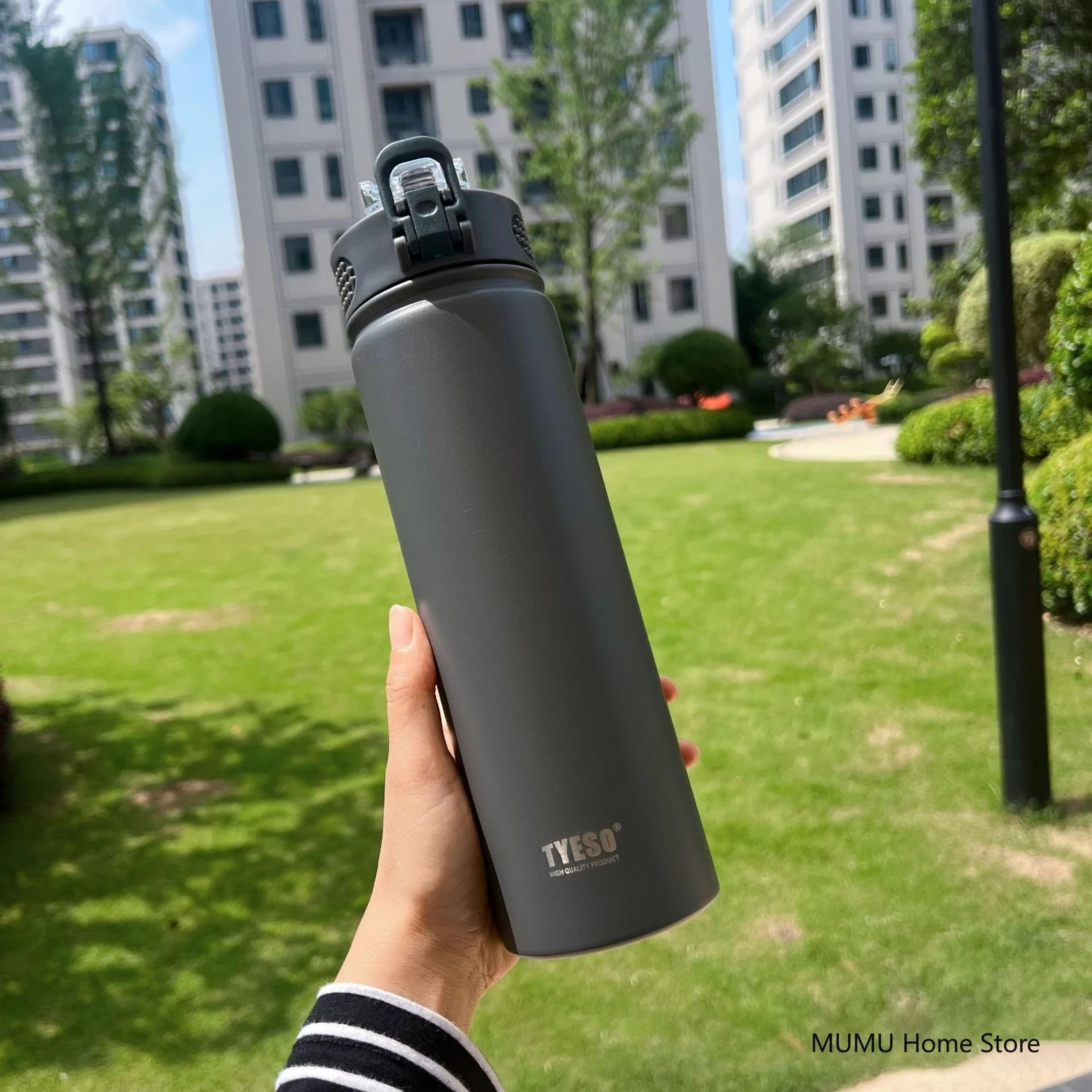 TYESO Stainless Steel Thermos Bottle With Straw 600ml 750ml Insulated Travel Cup 11