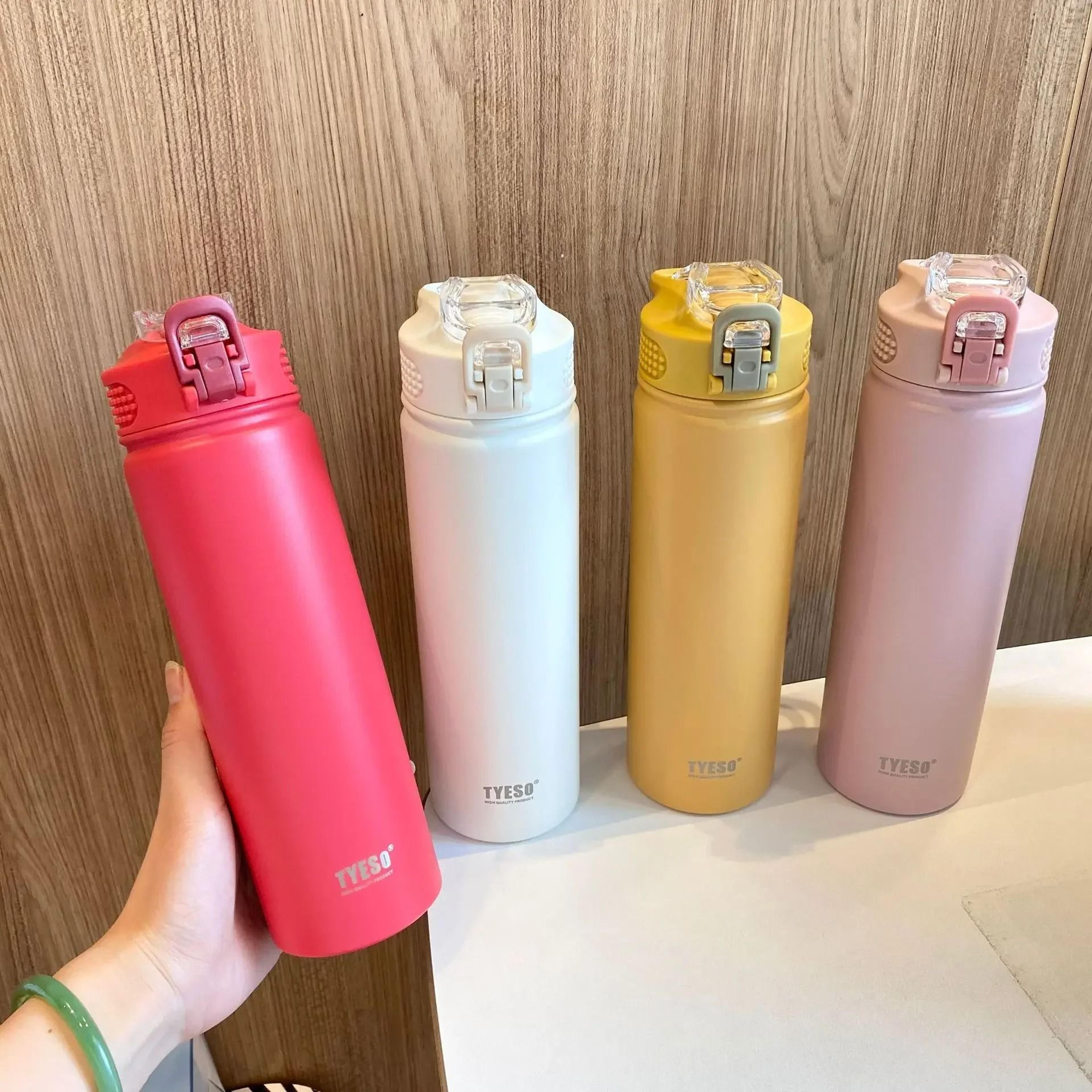 TYESO Stainless Steel Thermos Bottle With Straw 600ml 750ml Insulated Travel Cup 20