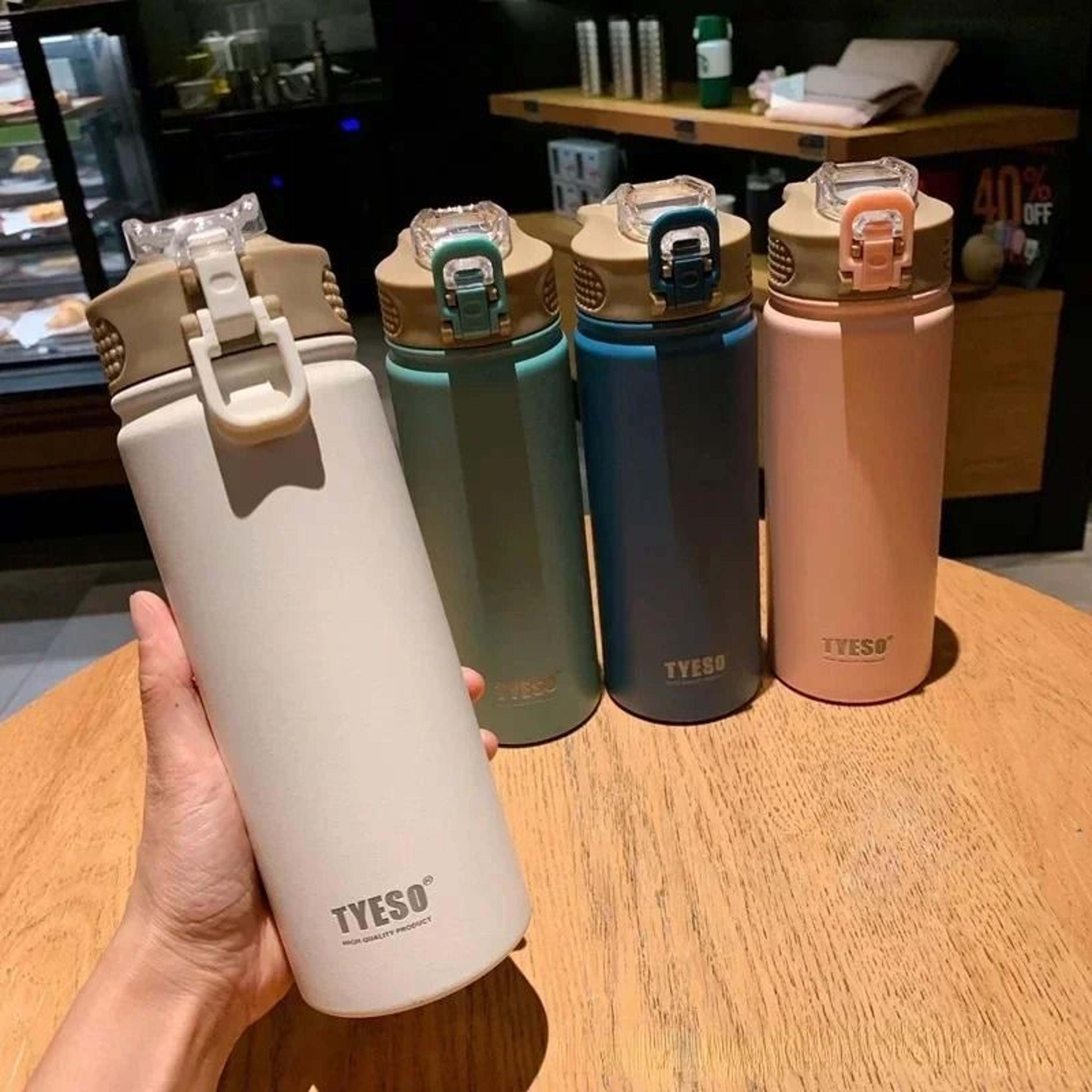 TYESO Stainless Steel Thermos Bottle With Straw 600ml 750ml Insulated Travel Cup 22
