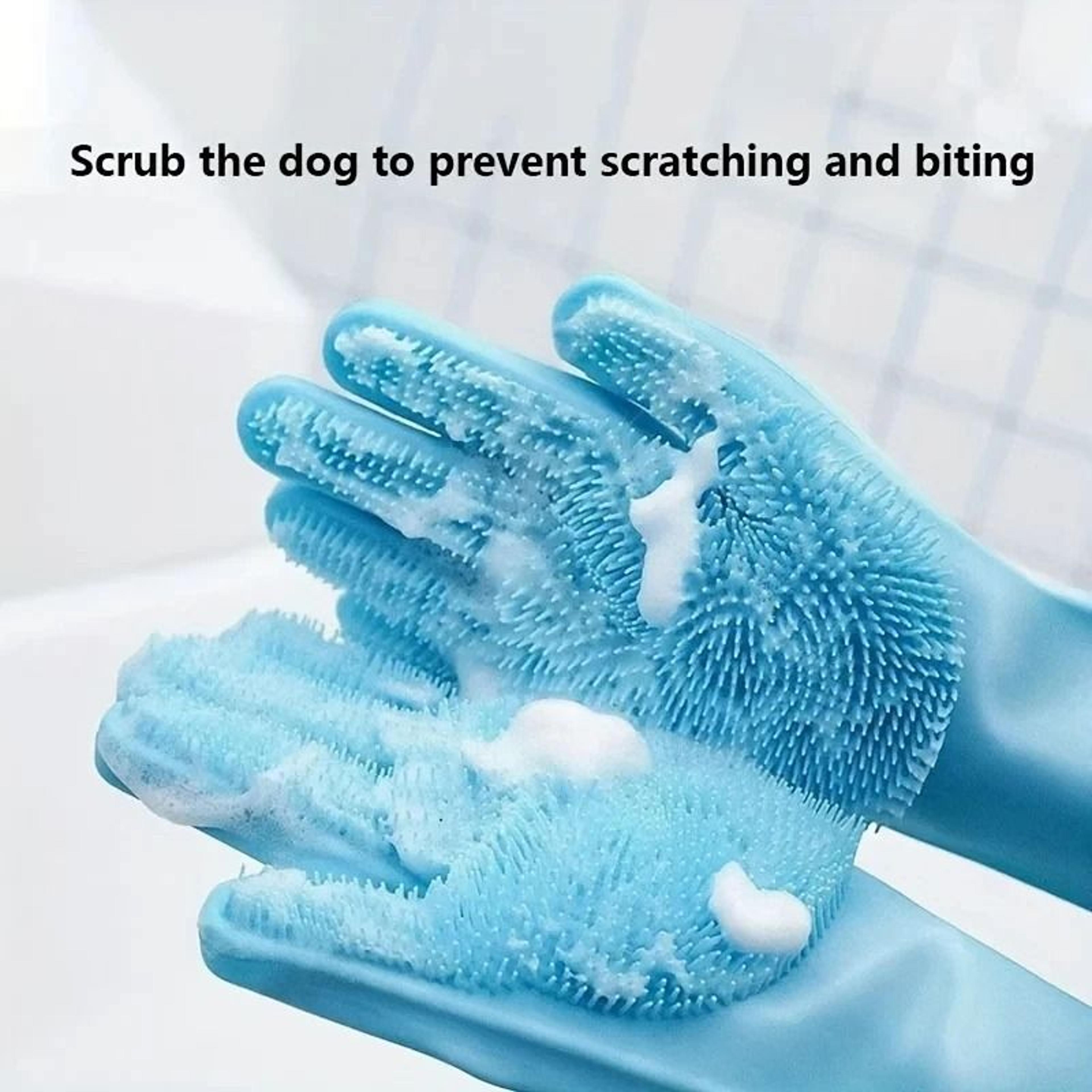 Pet Grooming Gloves Silicone Hair Removal Dog Bath Shampoo Scrubber Glove 4