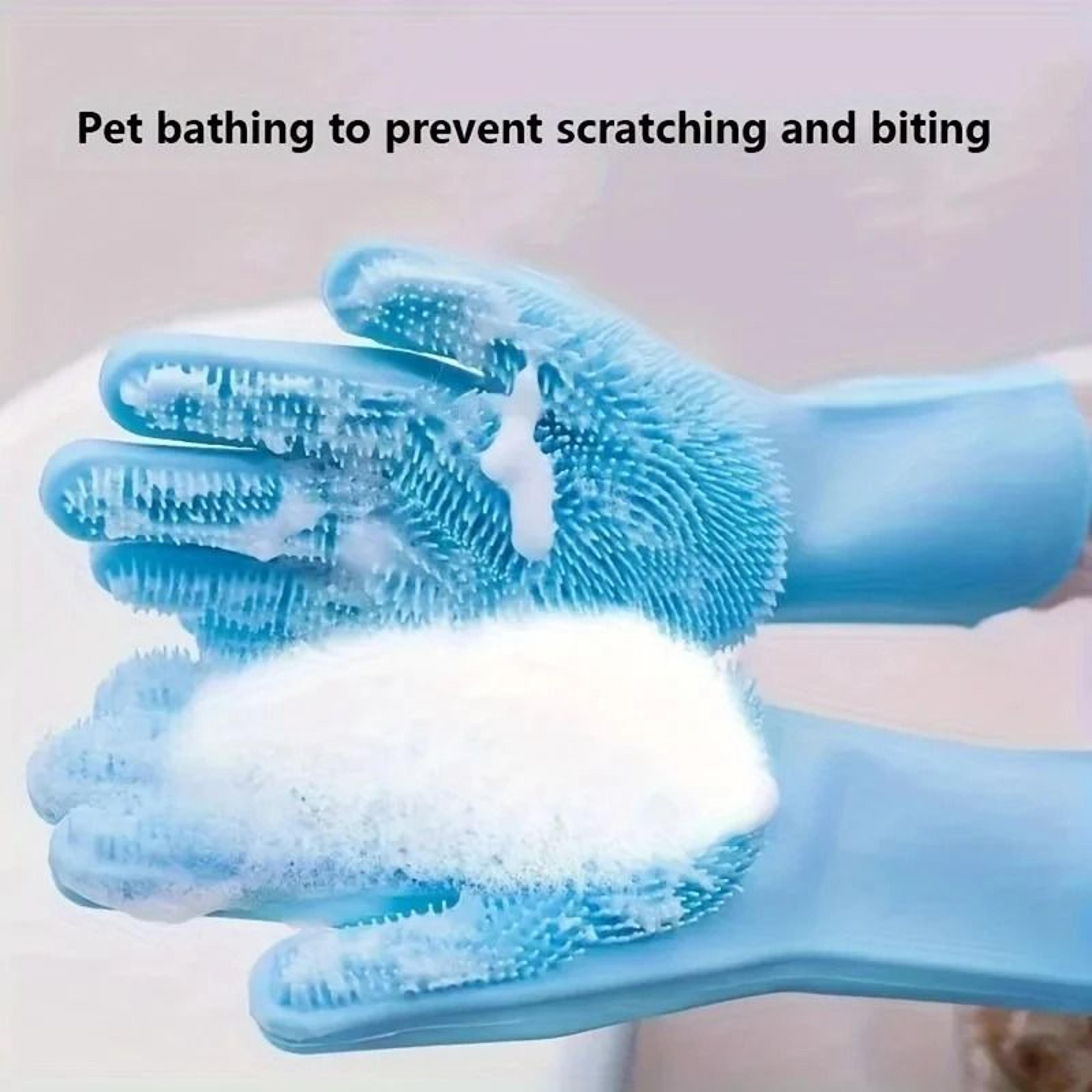 Pet Grooming Gloves Silicone Hair Removal Dog Bath Shampoo Scrubber Glove 6