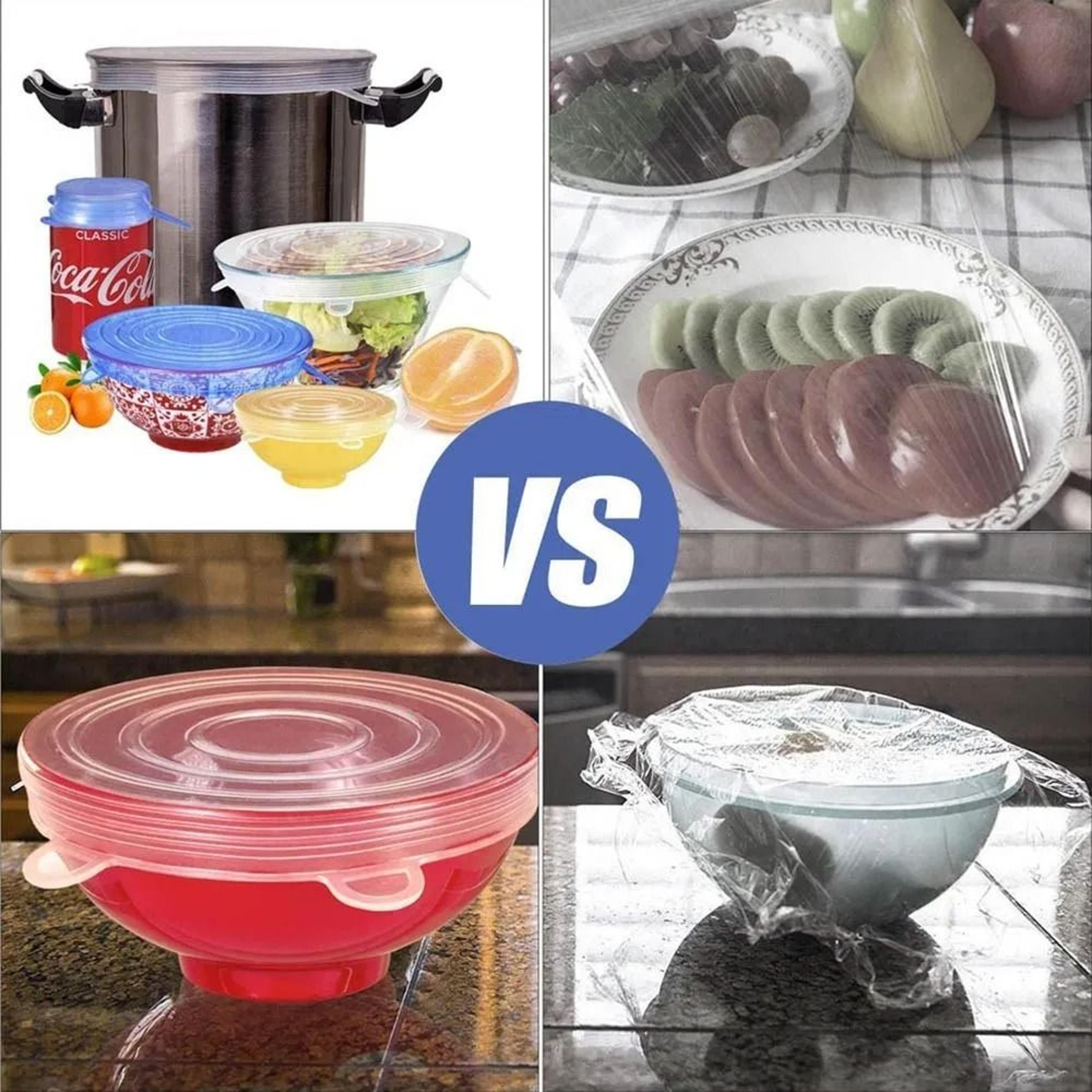 Silicone Stretch Lids Reusable Food Covers Elastic Silicone Lids Universal Bowl Lid Set 6pcs 12