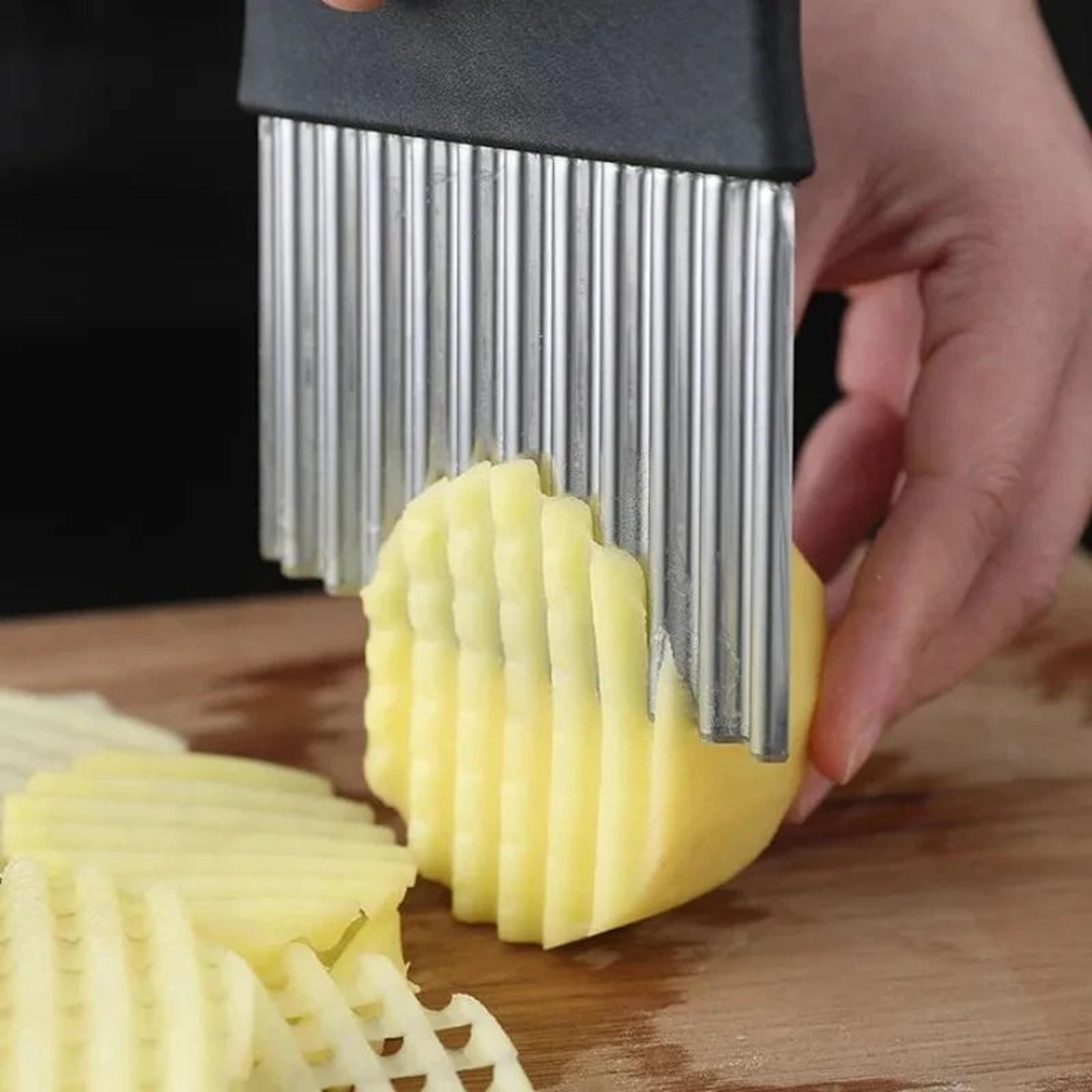 Stainless Steel Crinkle Cutter Wavy Potato Slicer For Fries Chips And Veggies 3