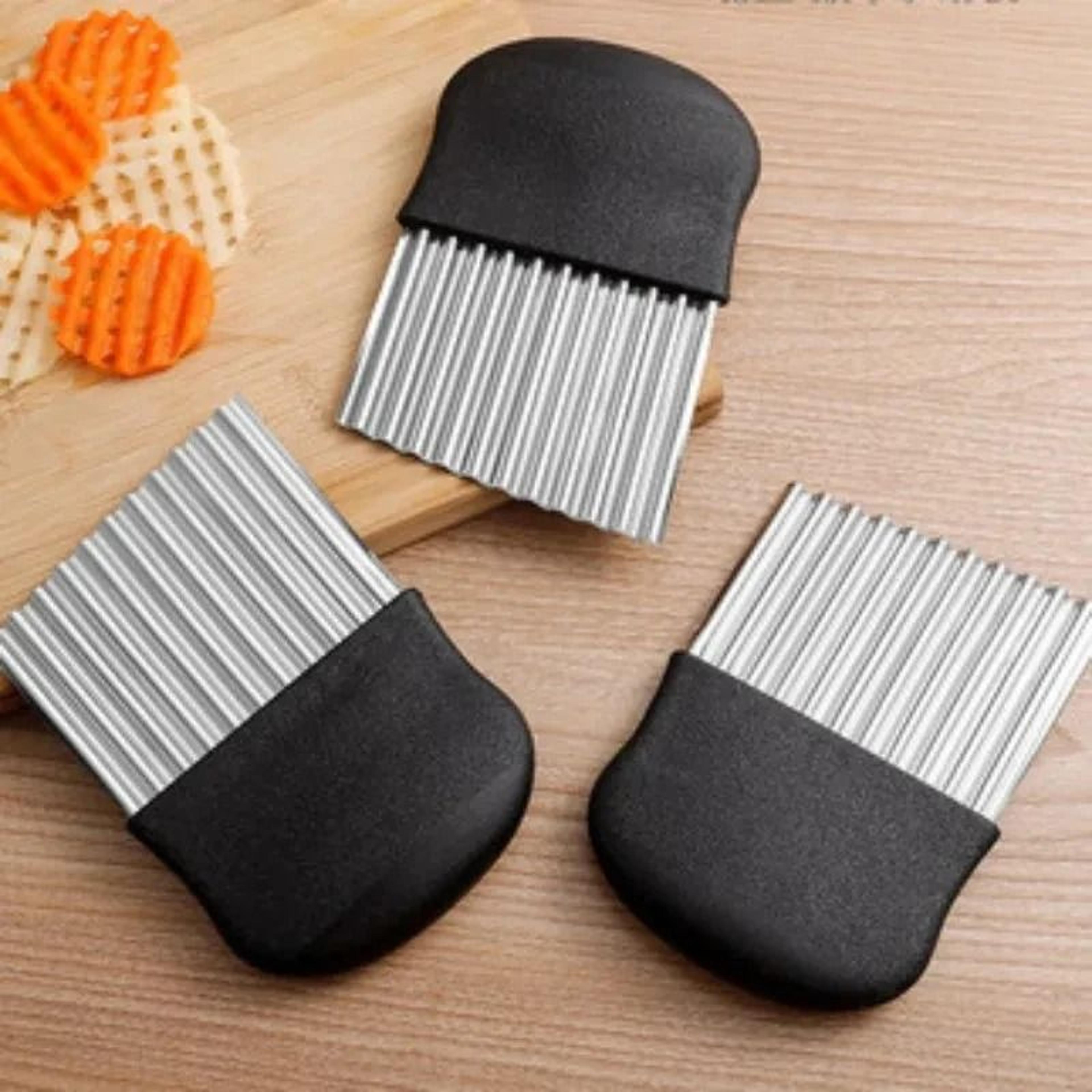 Stainless Steel Crinkle Cutter Wavy Potato Slicer For Fries Chips And Veggies 5