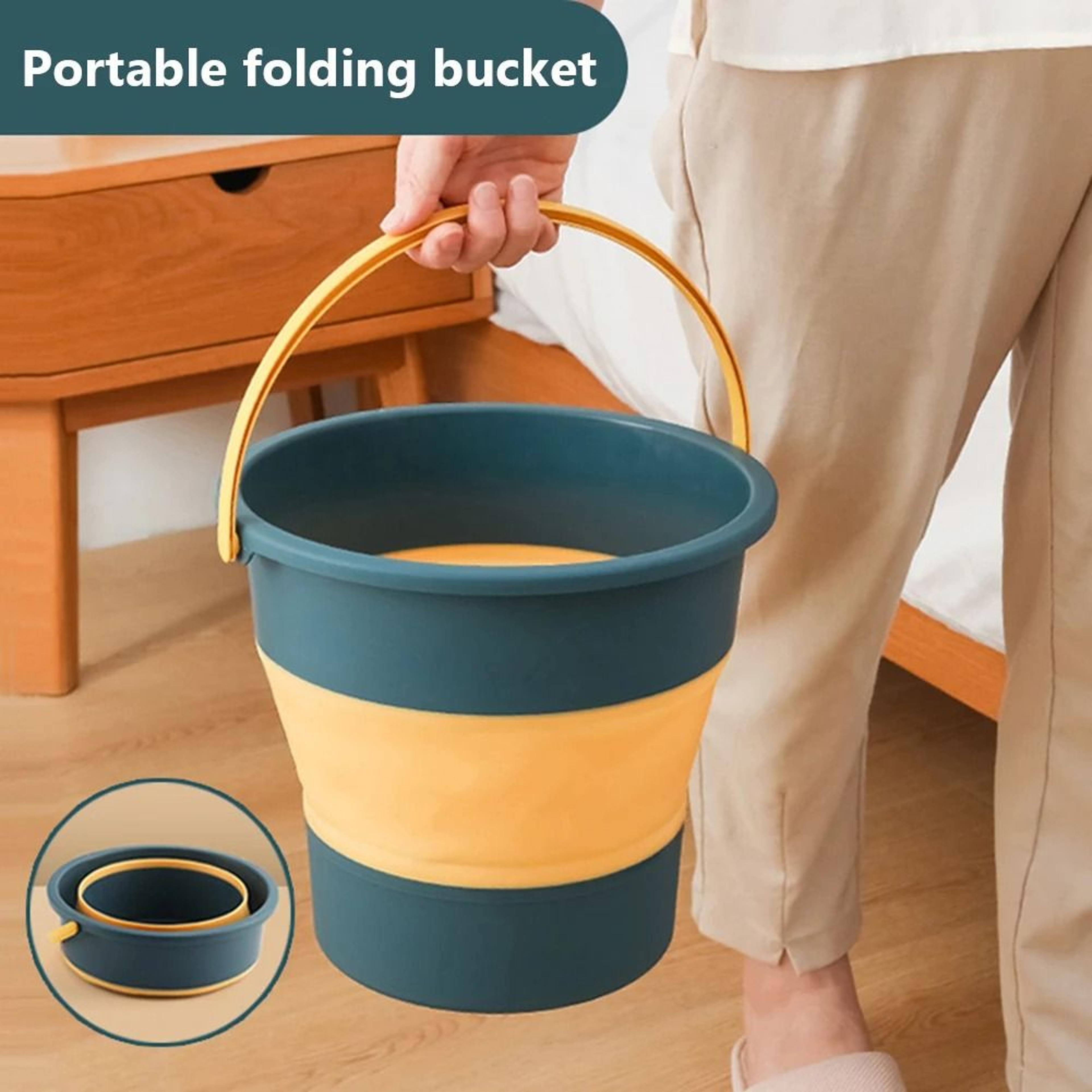 Folding Portable Bucket With Lid Collapsible Silicone Bucket For Camping And Home 9