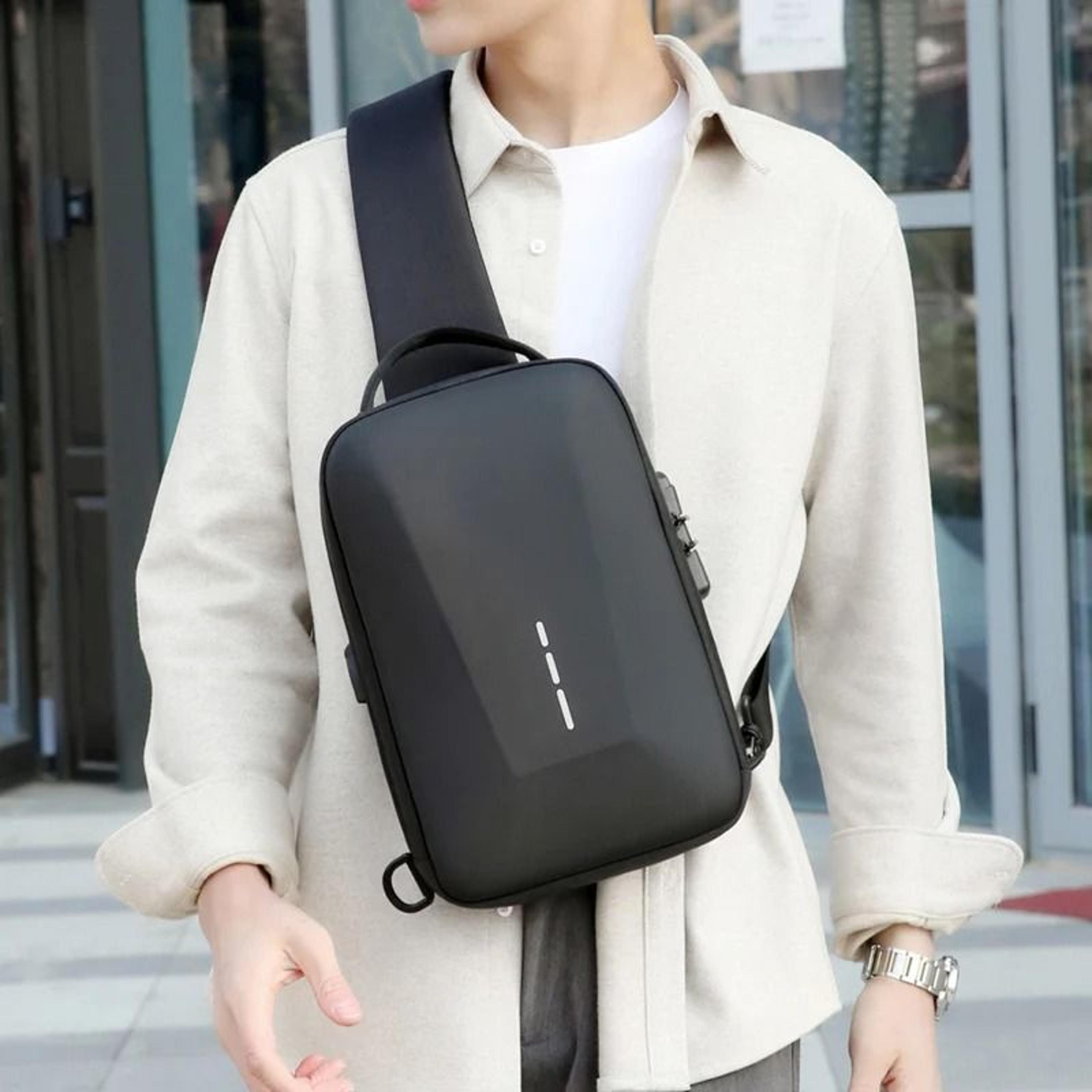Anti Theft Crossbody Bag Combination Lock Chest Pack USB Charging Mens Travel Sling Bag 14
