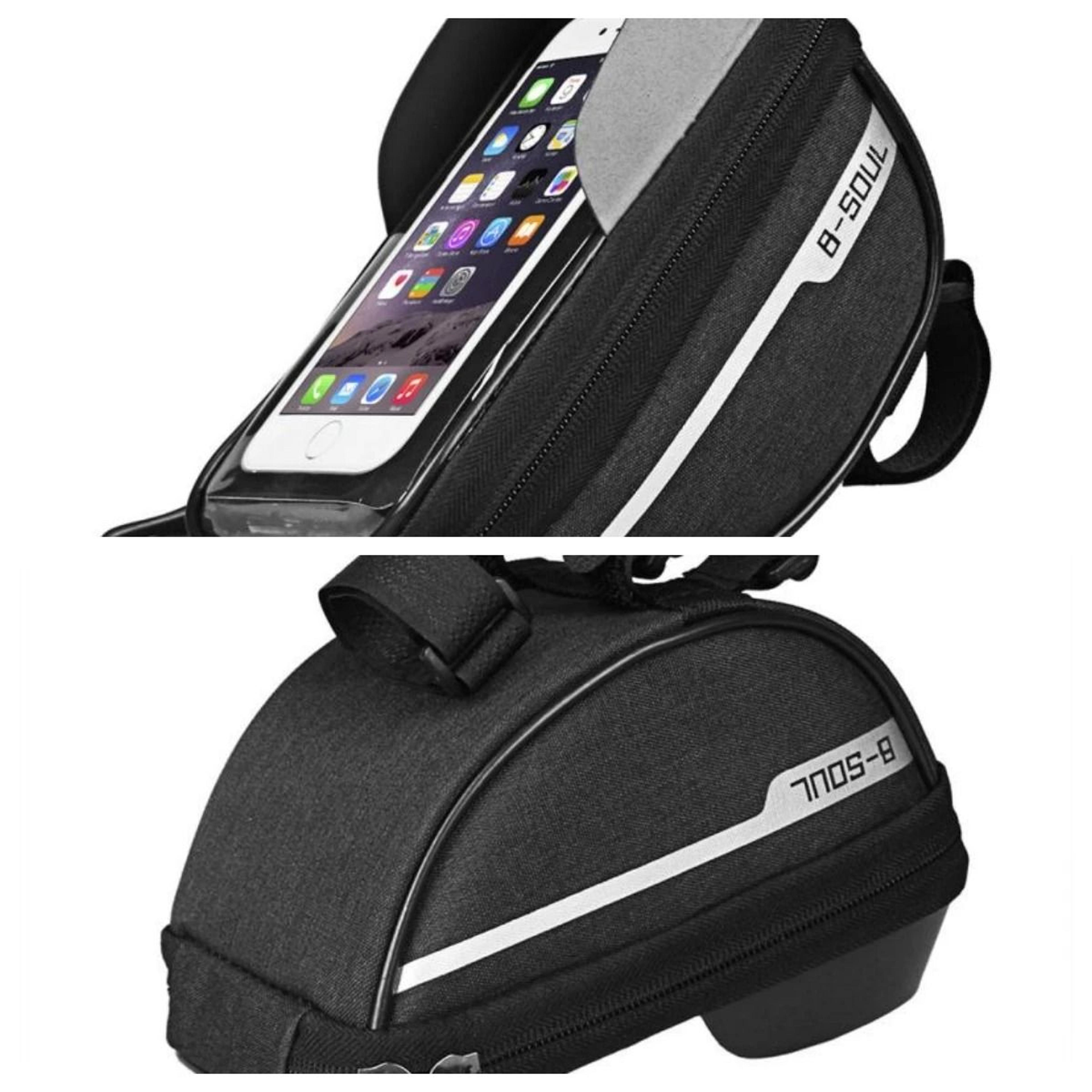 Waterproof Bicycle Handlebar Bag With Bike Phone Holder Storage Pouch 0