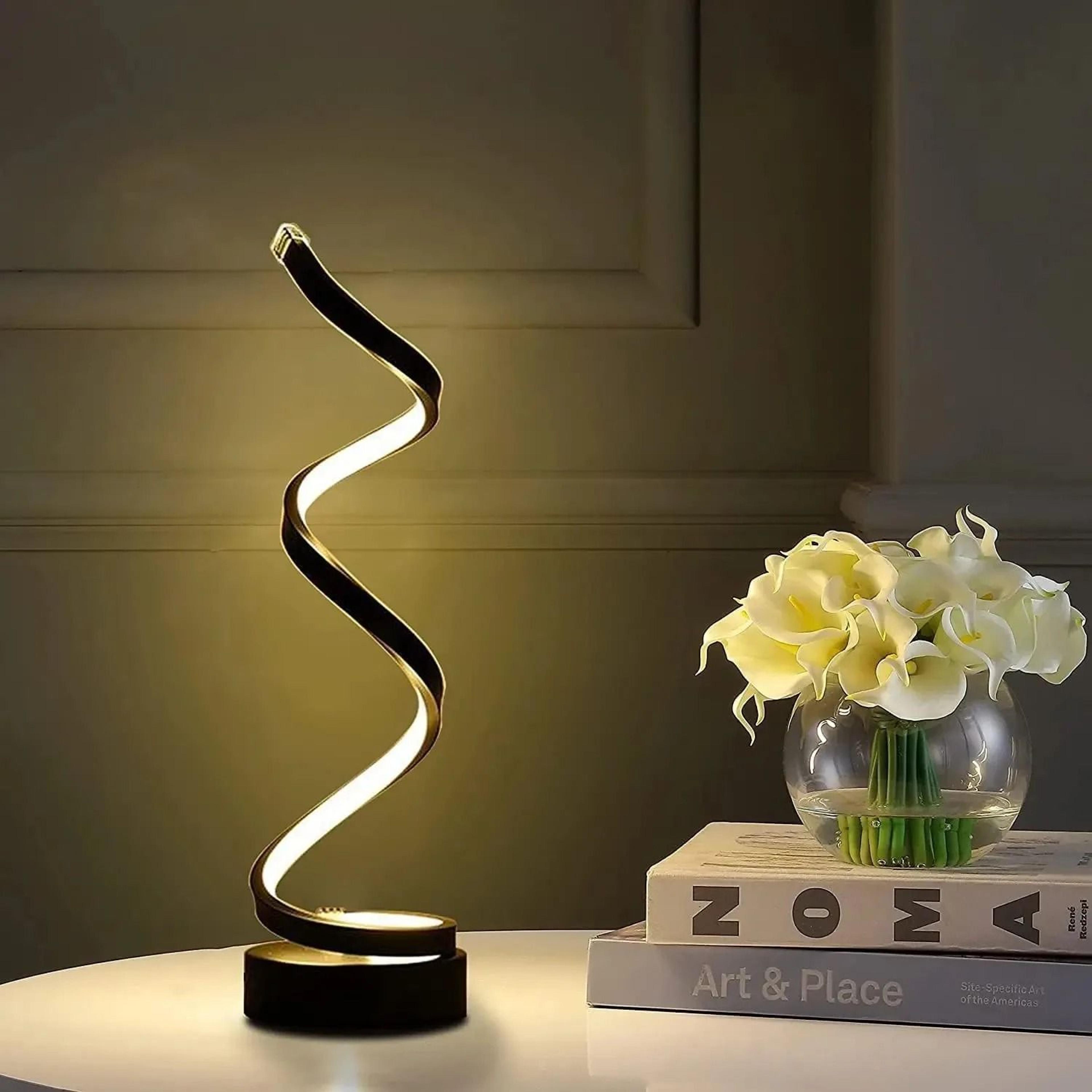 Modern Spiral Table Lamp Dimmable LED Nightstand Lamp Small Bedside Light For Bedroom Living Room O 0
