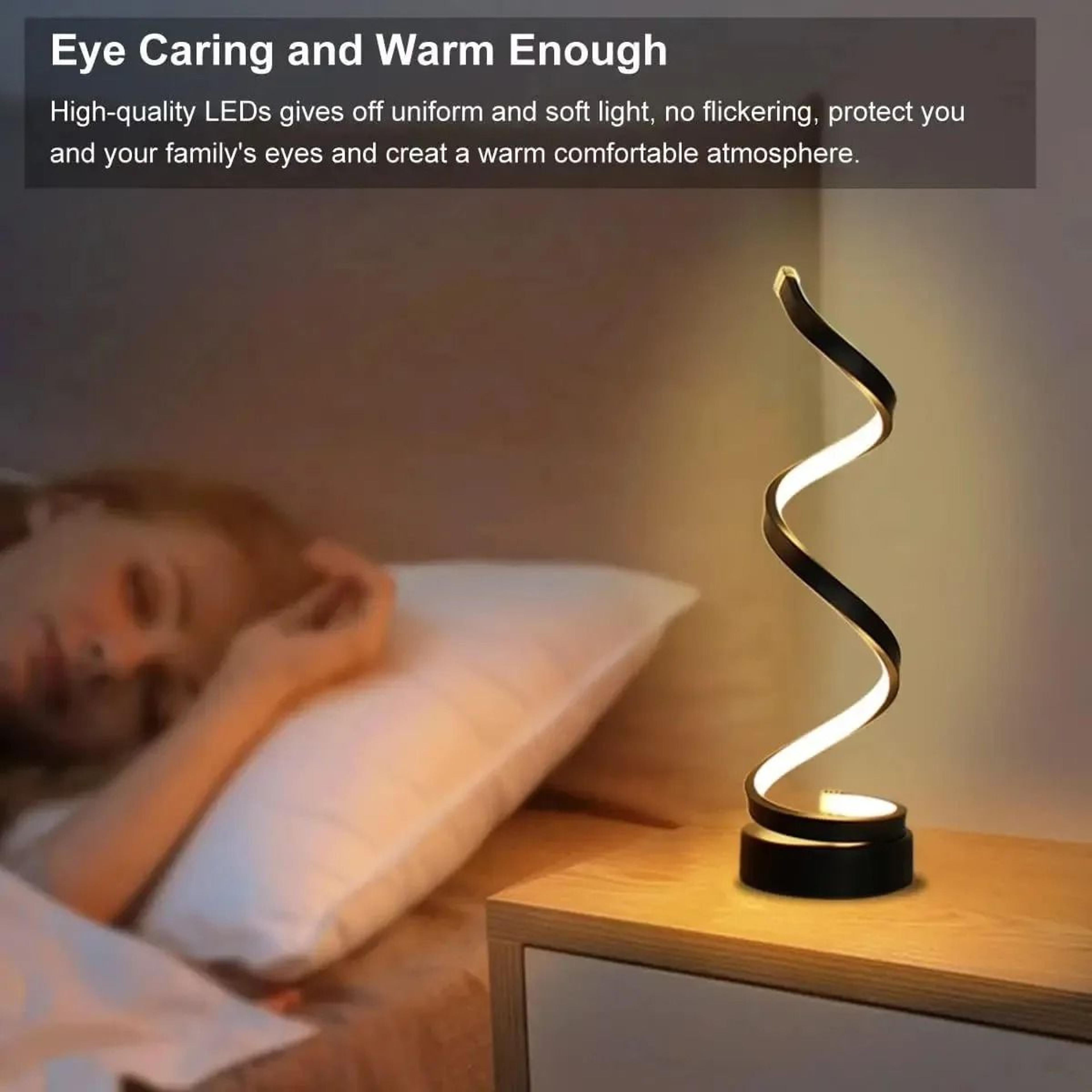 Modern Spiral Table Lamp Dimmable LED Nightstand Lamp Small Bedside Light For Bedroom Living Room O 2