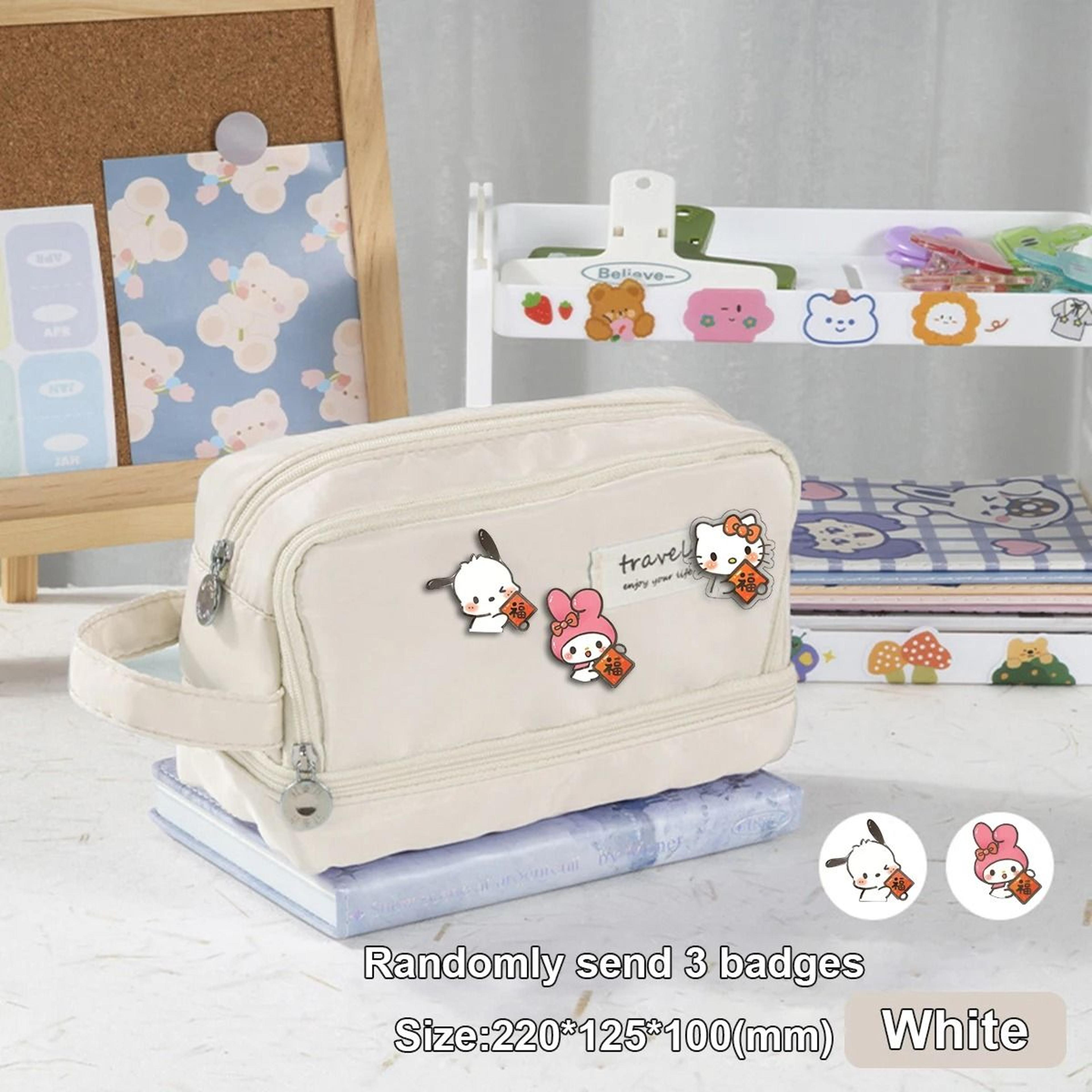 Three Layer Pencil Case Kawaii Large Capacity Pen Bag Korean Stationery Pouch For Students 5
