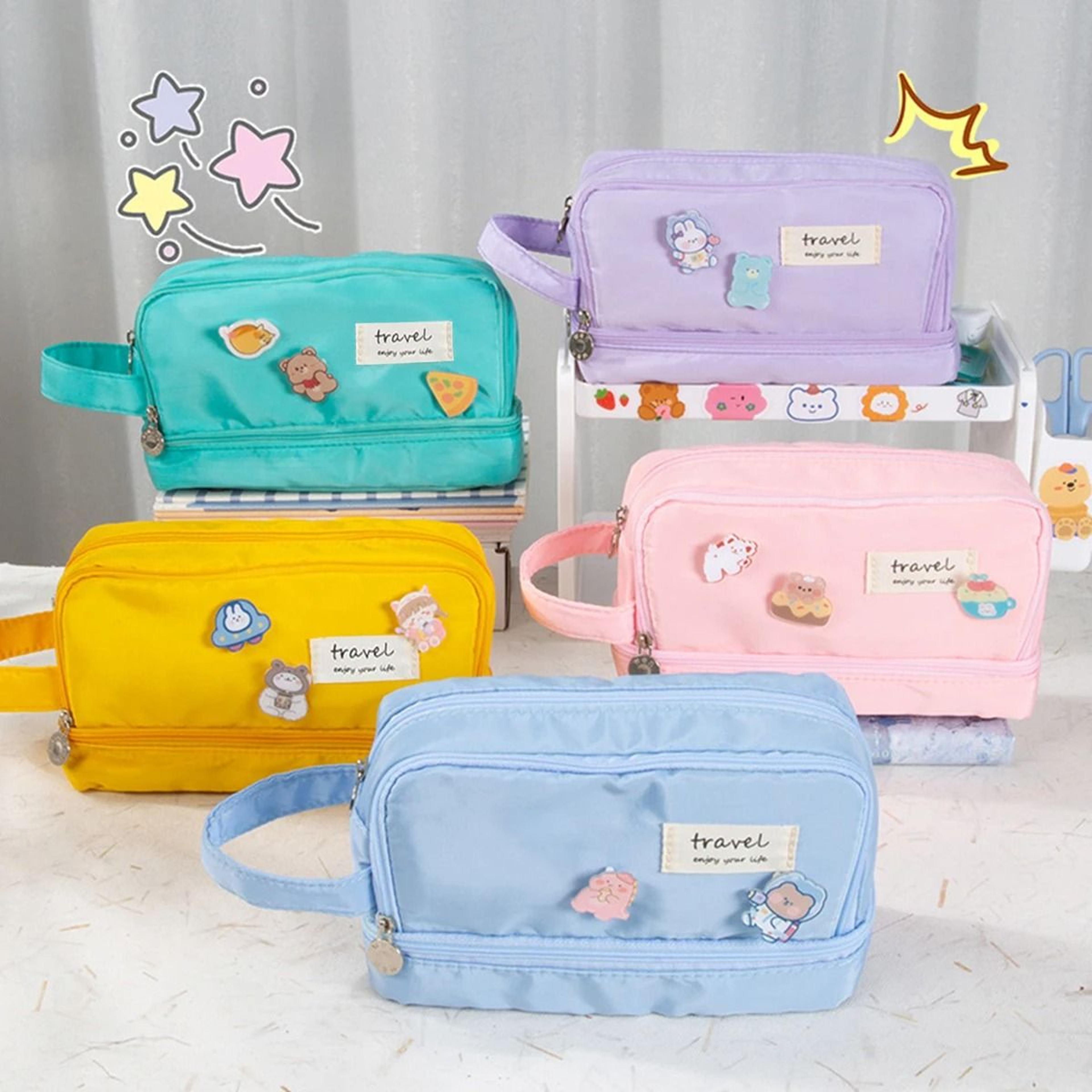 Three Layer Pencil Case Kawaii Large Capacity Pen Bag Korean Stationery Pouch For Students 0