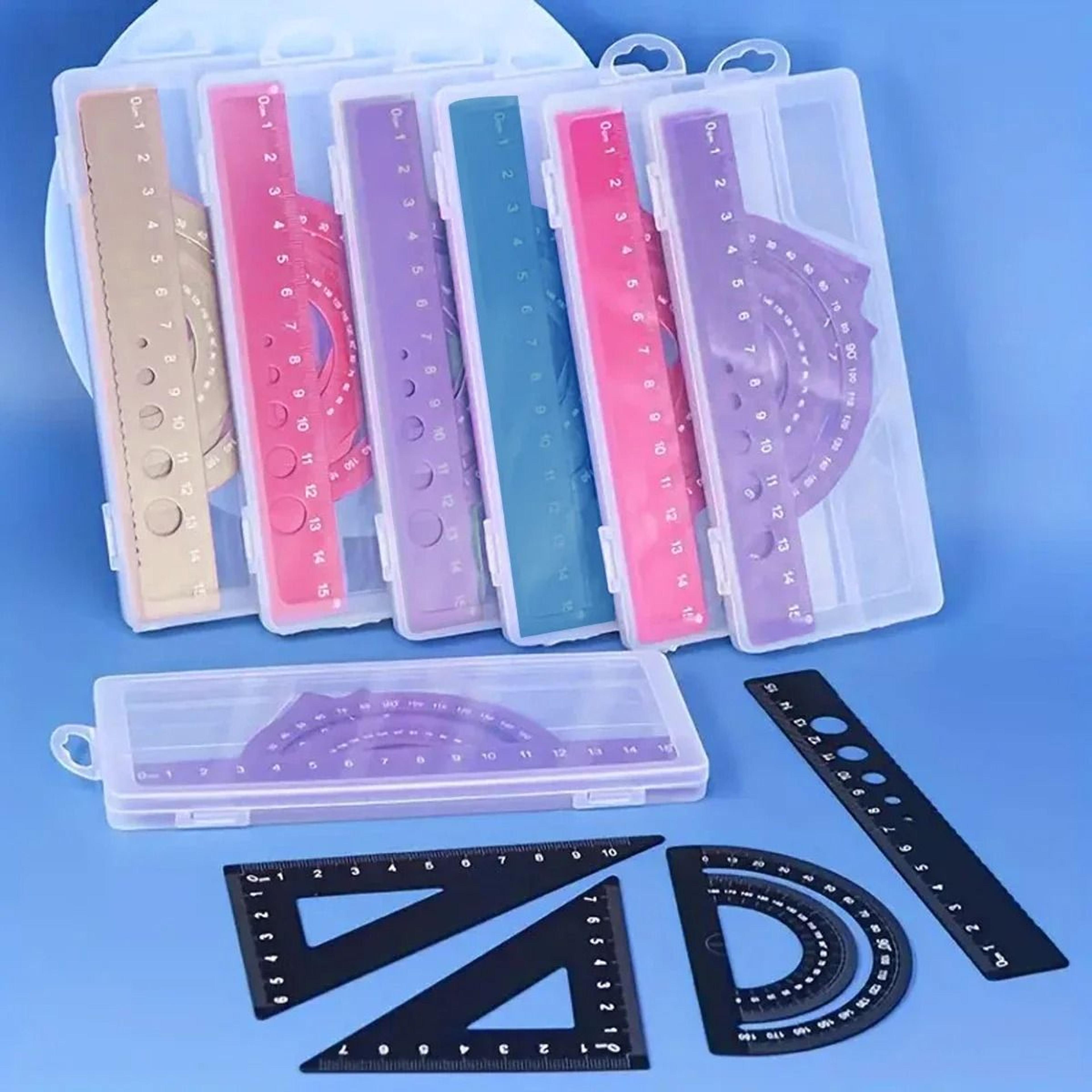 Metal Drafting Set 4 Piece Ruler Measurement Set With Storage Box For Students And Office Use 9