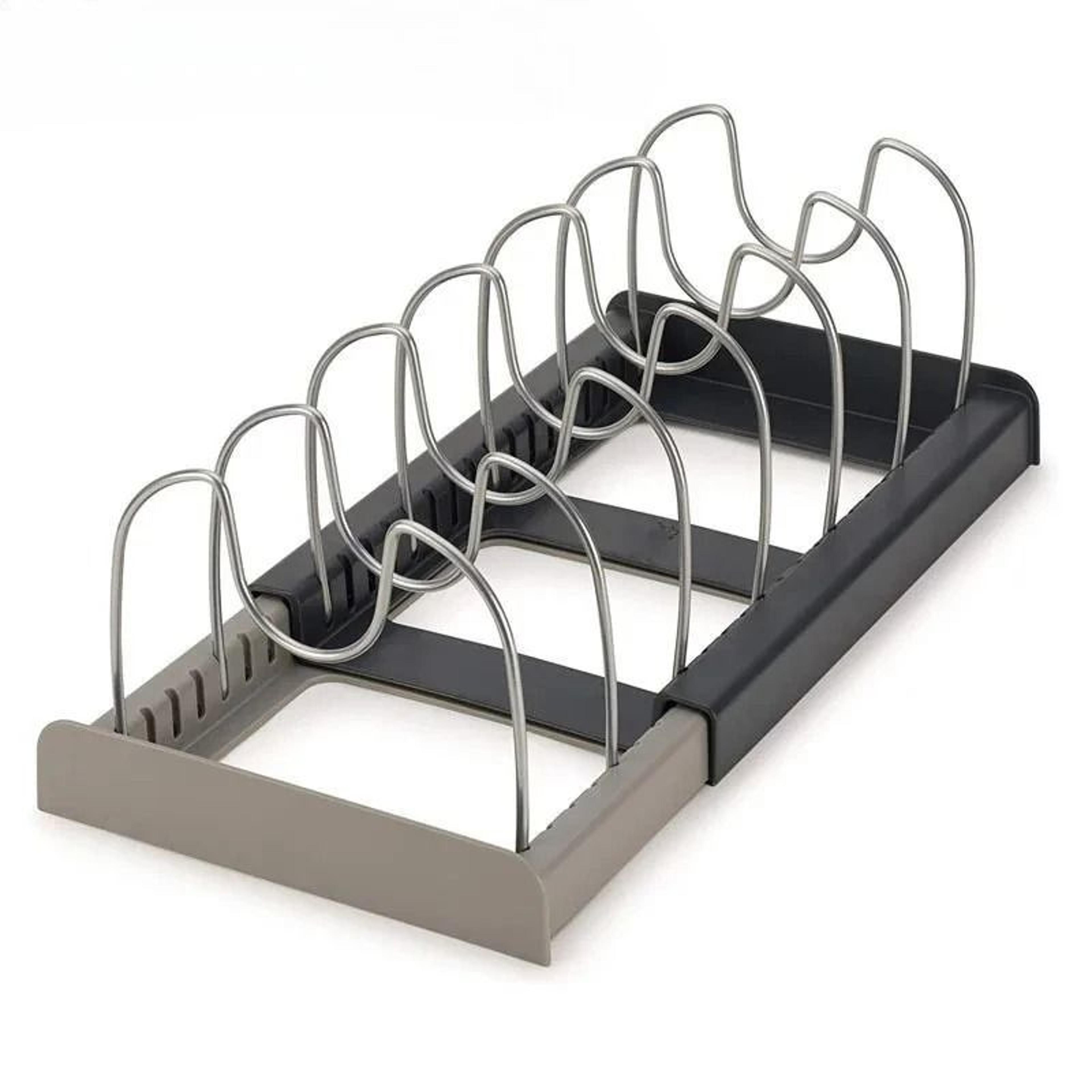 Telescopic Pot Rack Organizer 7 Slot Pan And Lid Holder Space Saving Kitchen Cabinet Organizer 3