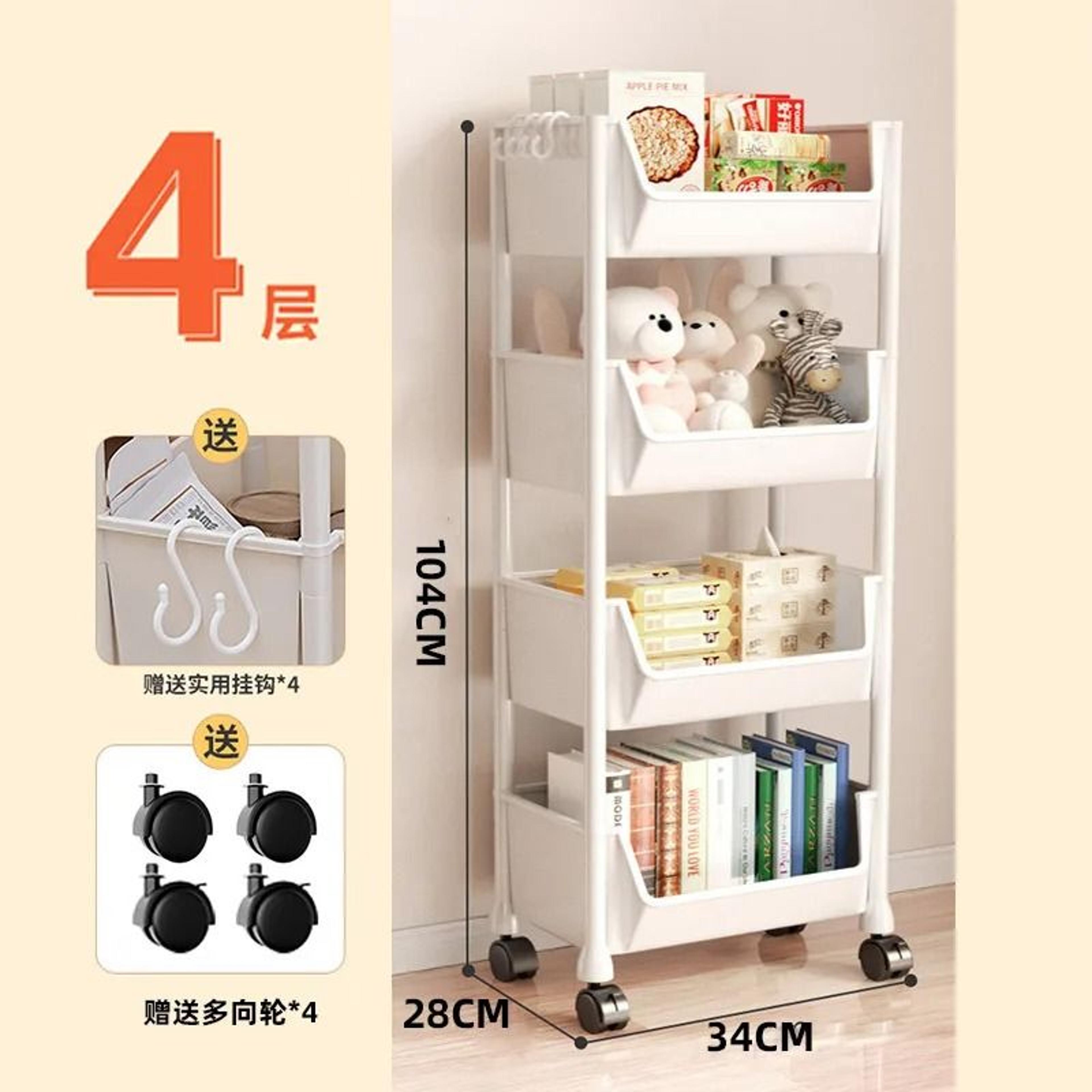 Solid Wood Kitchen Cart With Wheels Rolling Console Storage Trolley 3