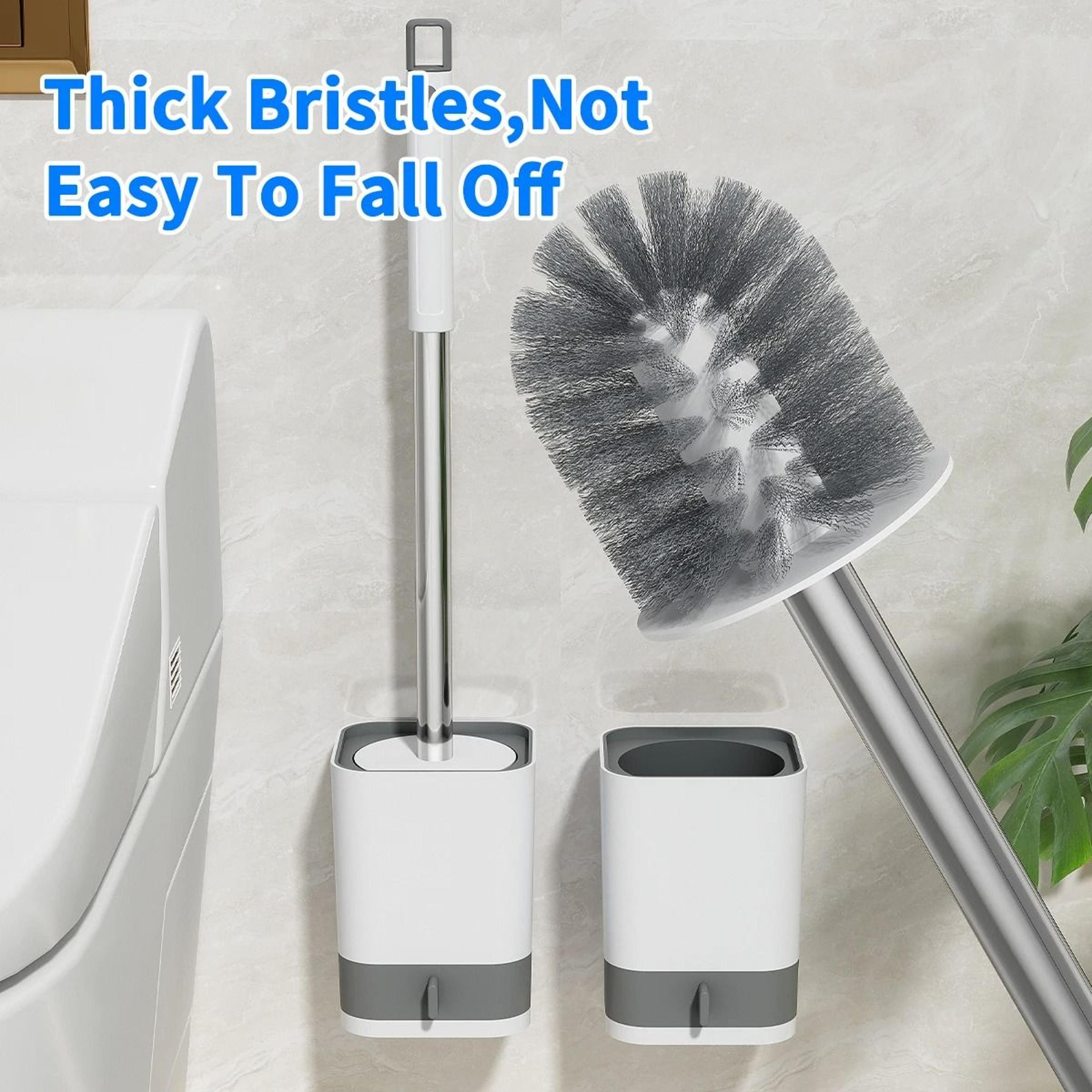 Wall Mounted Long Handle Toilet Brush Punch Free Bathroom Cleaner 5