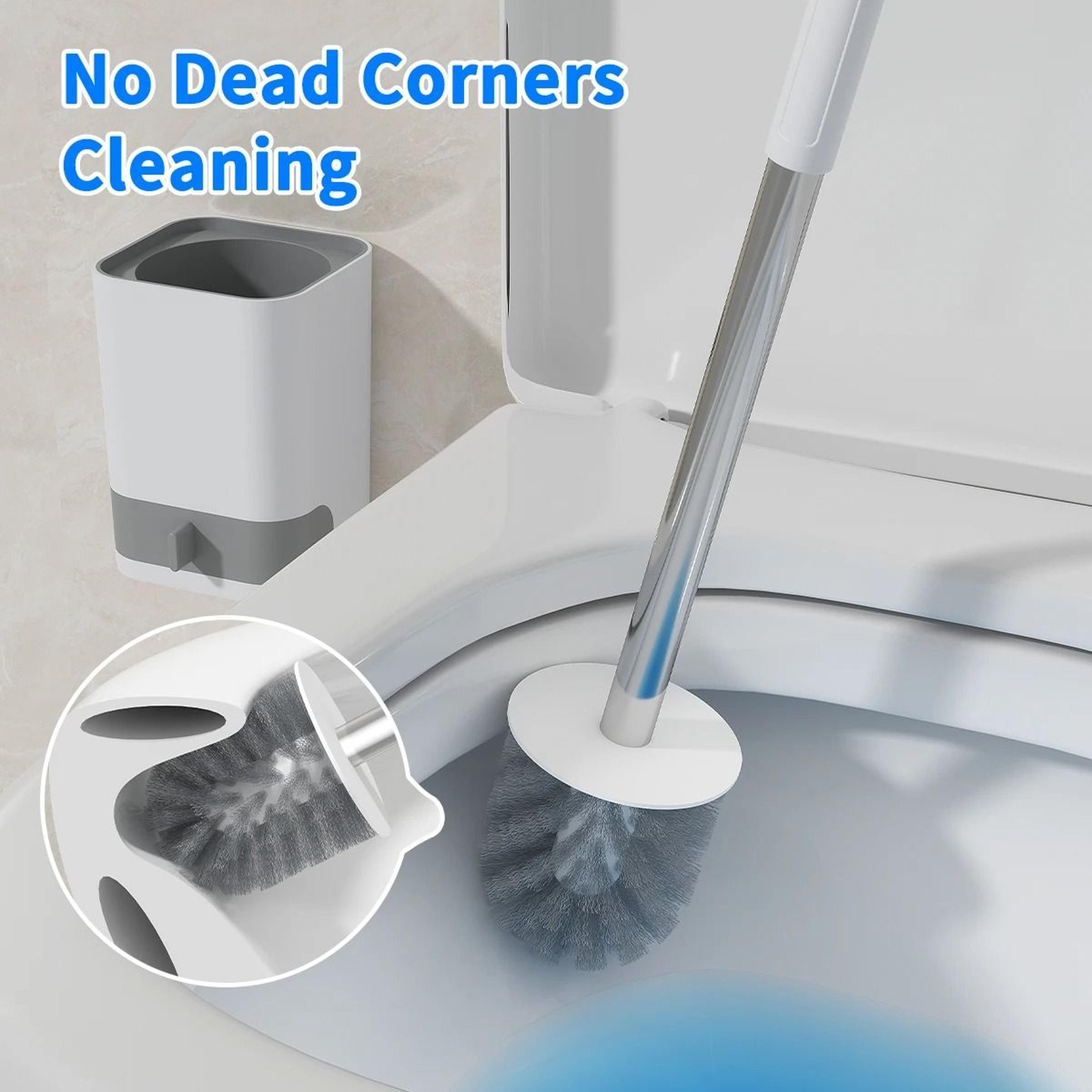 Wall Mounted Long Handle Toilet Brush Punch Free Bathroom Cleaner 7