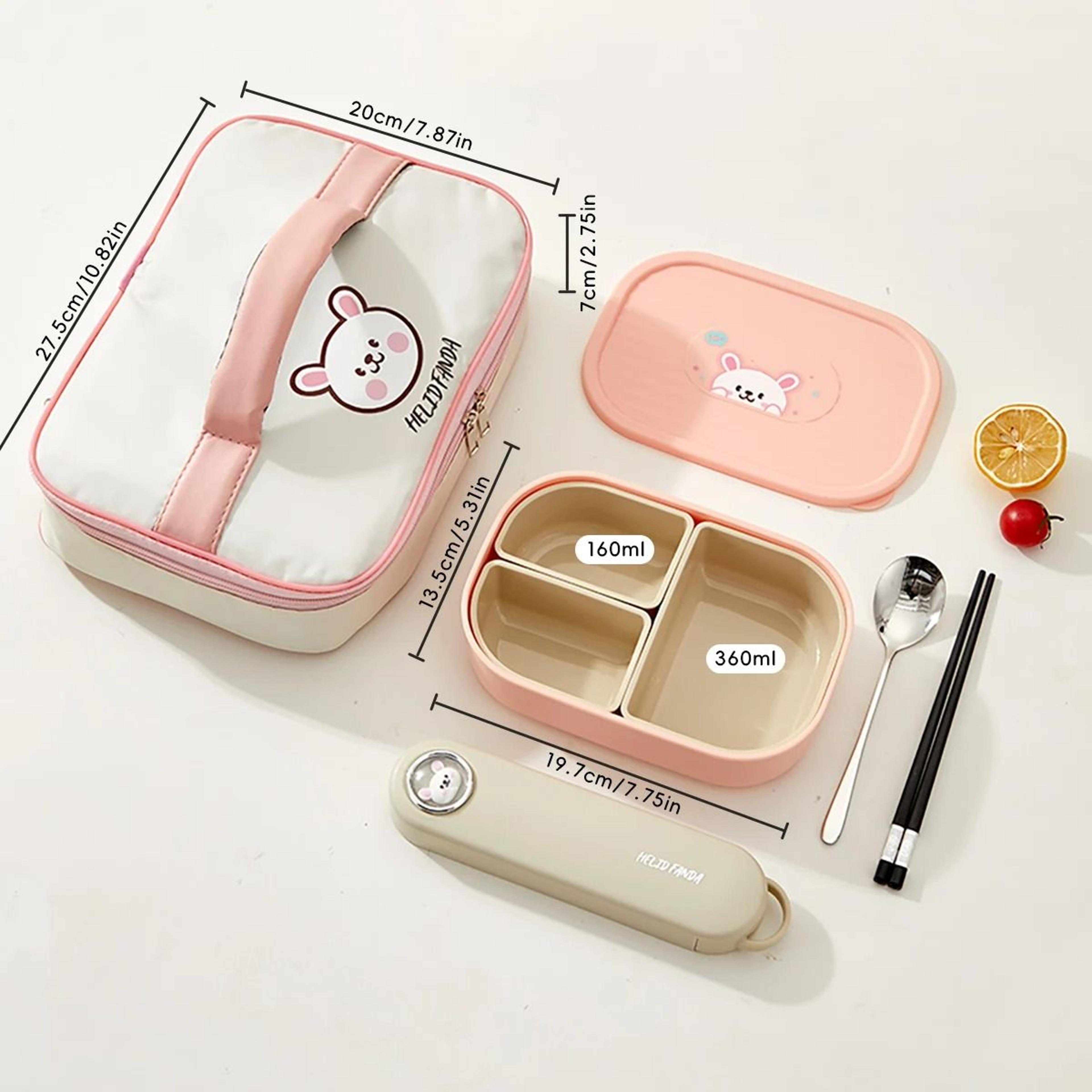 Divided Lunch Box 3 Compartment Portable Microwave Safe Food Container 8
