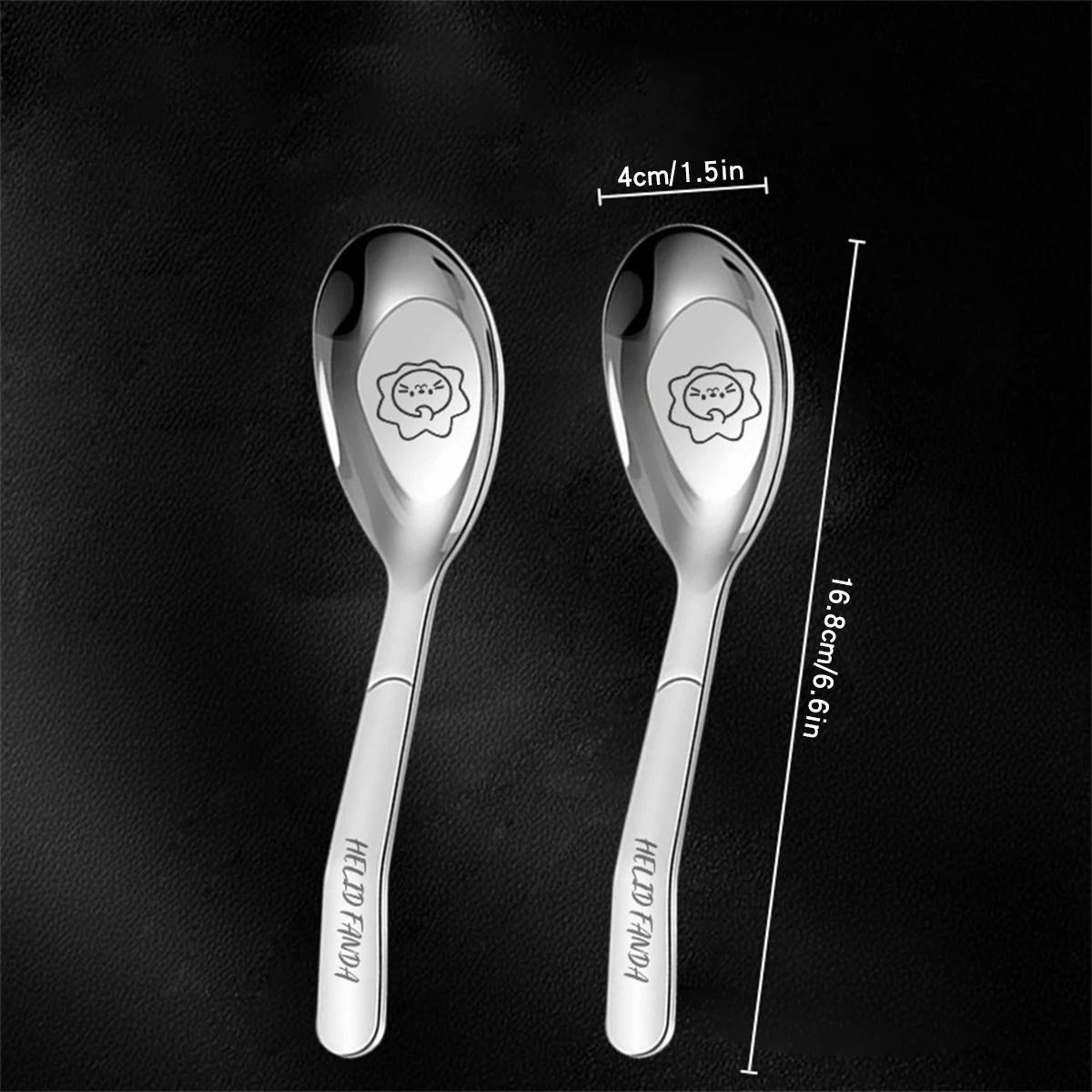 Cute Stainless Steel Dessert Spoon Set Long Handle Soup Spoons For Kids 6