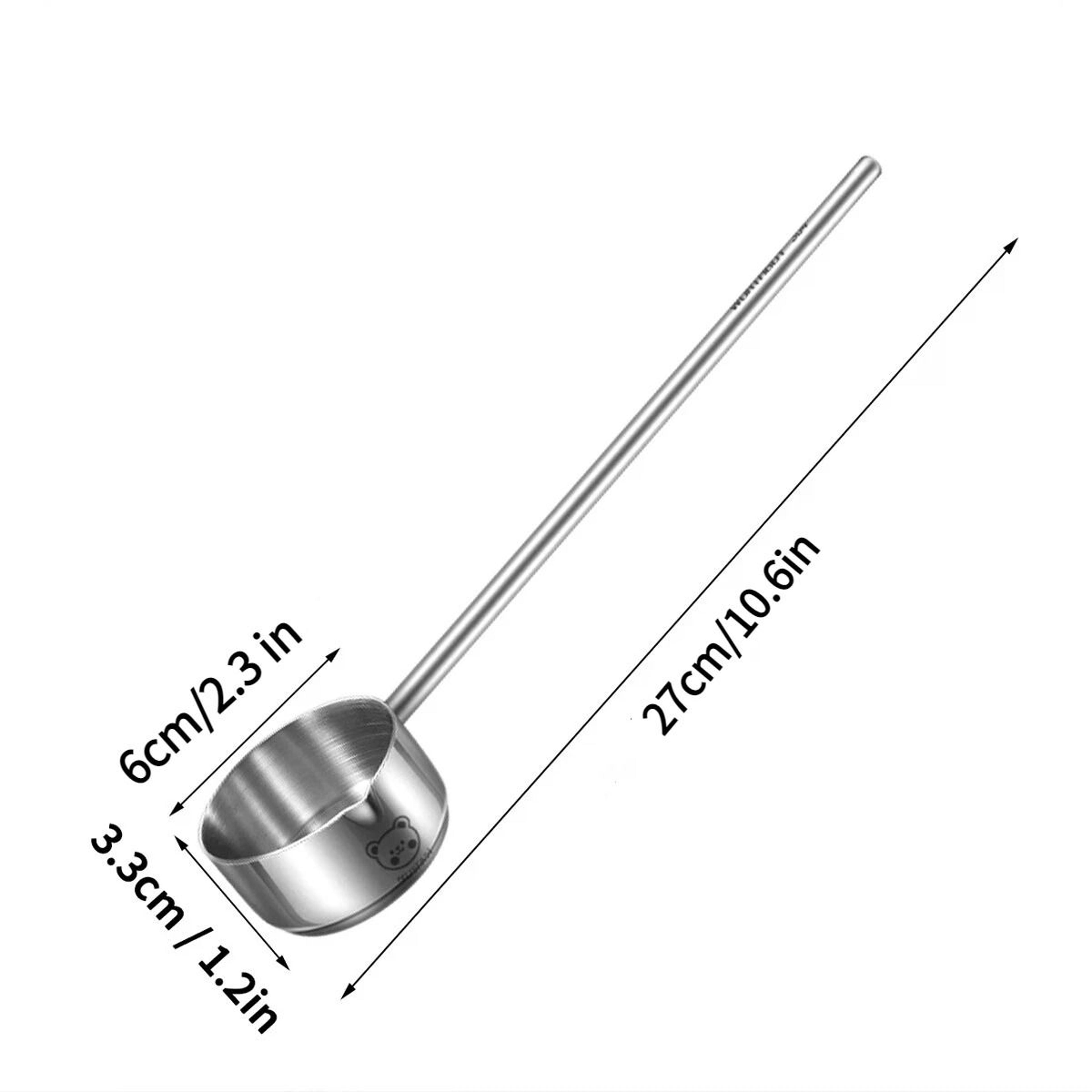 Stainless Steel Oil Pouring Spoon Long Handle Anti Scalding Seasoning Spoon 2