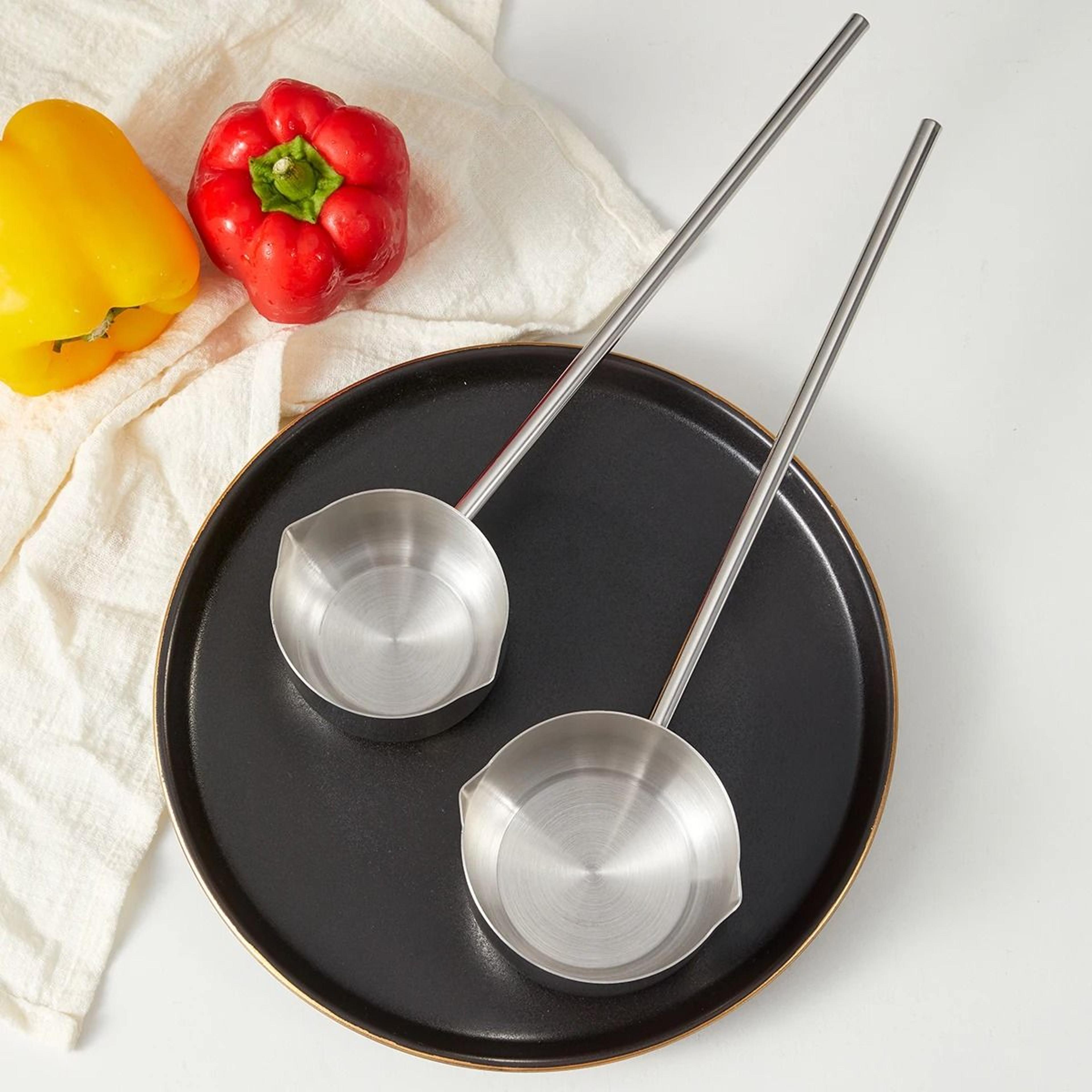 Stainless Steel Sauce Spoon Long Handle Anti Scalding Hot Oil Ladle 0