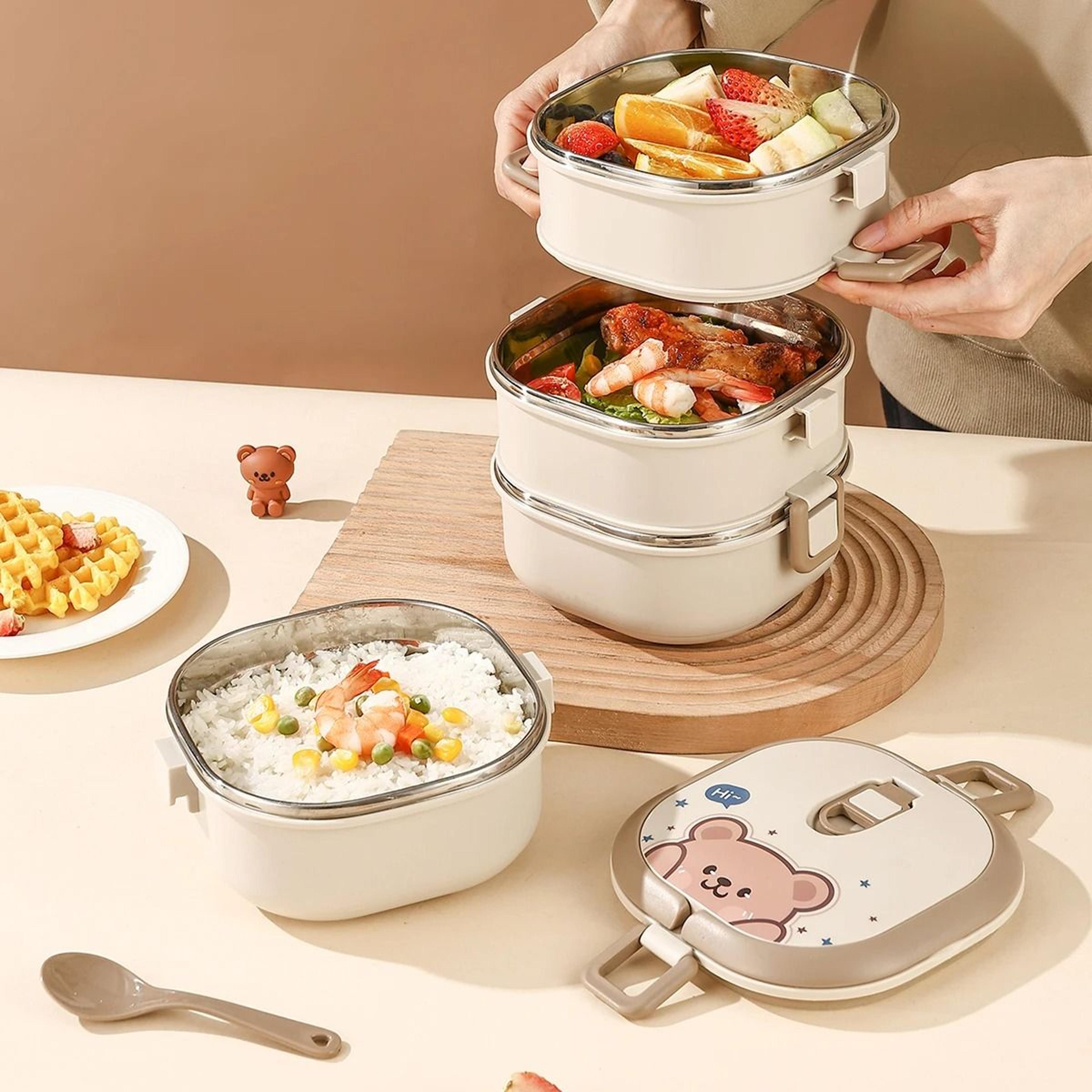 Stainless Steel Insulated Bento Lunch Box Microwave Safe Multi Layer Food Container 10