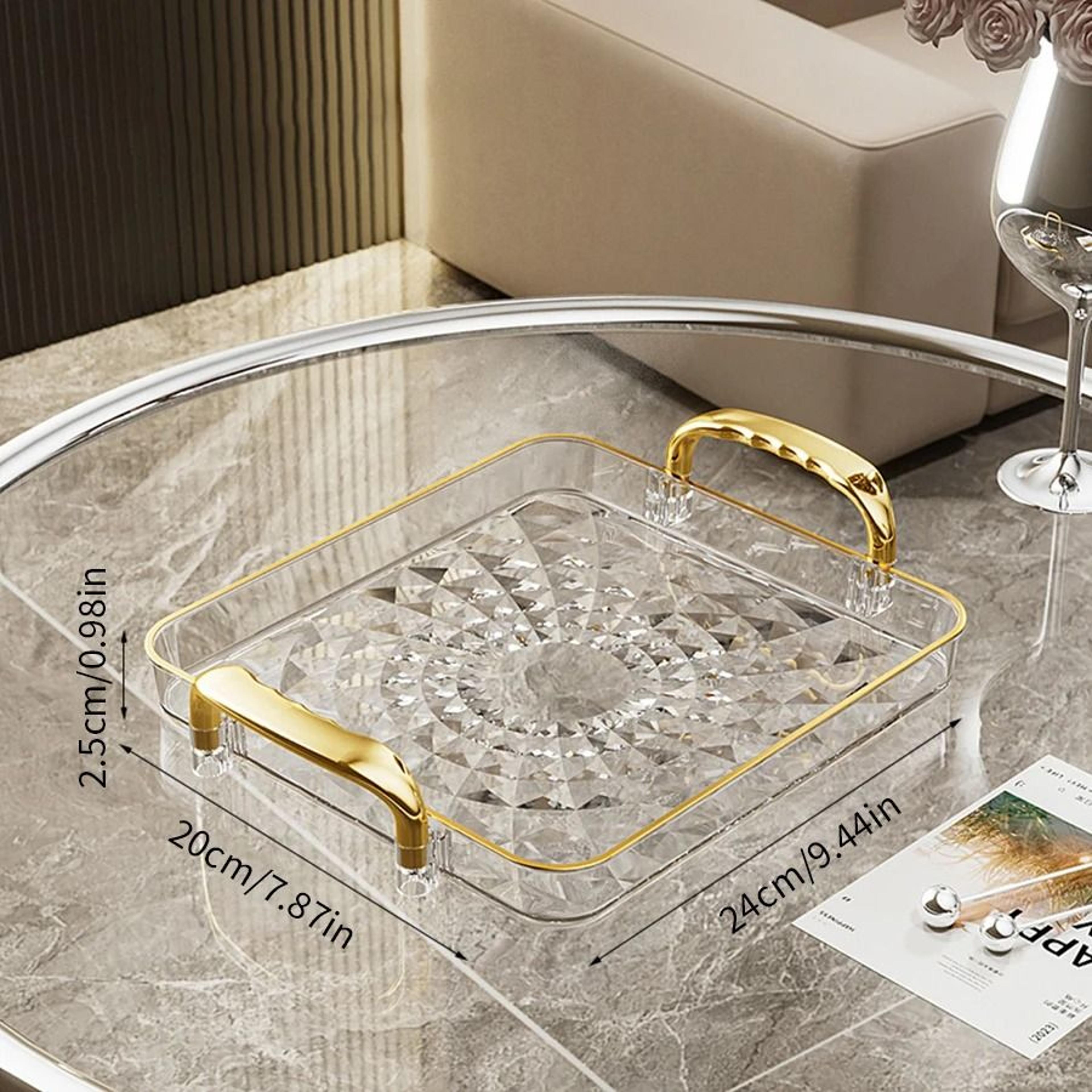 Transparent Plastic Serving Tray With Double Handles Decorative Storage Tray 3