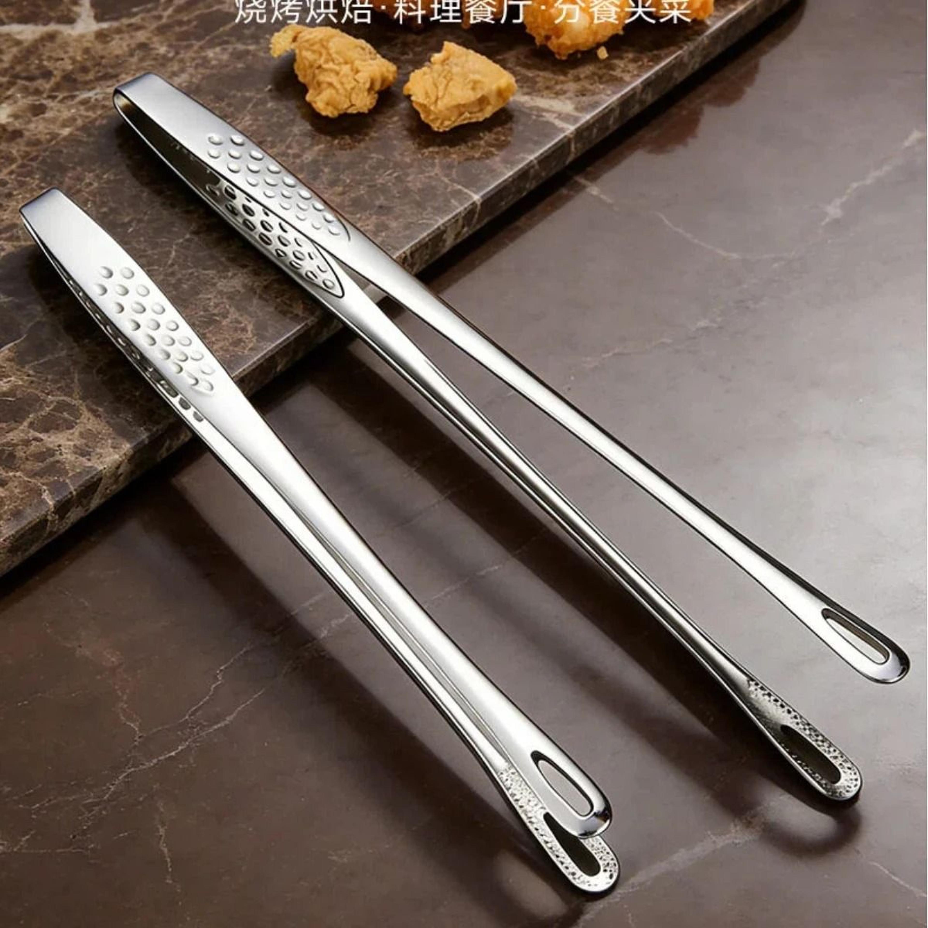 Stainless Steel Non Slip Long Handle BBQ Grill Tongs For Cooking 8