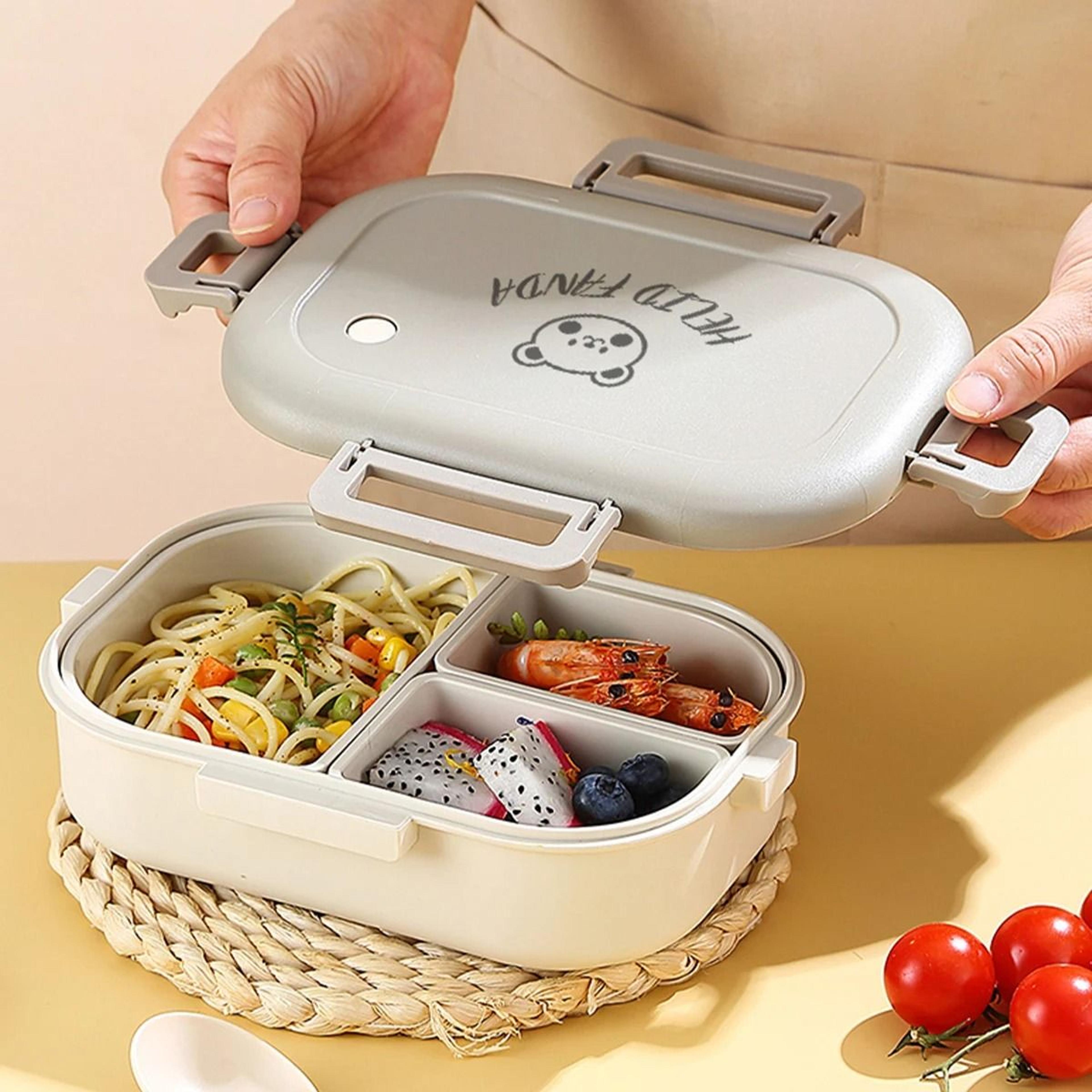 Detachable 3 Grid Plastic Lunch Box Leak Proof Food Container For Kids And Students 9