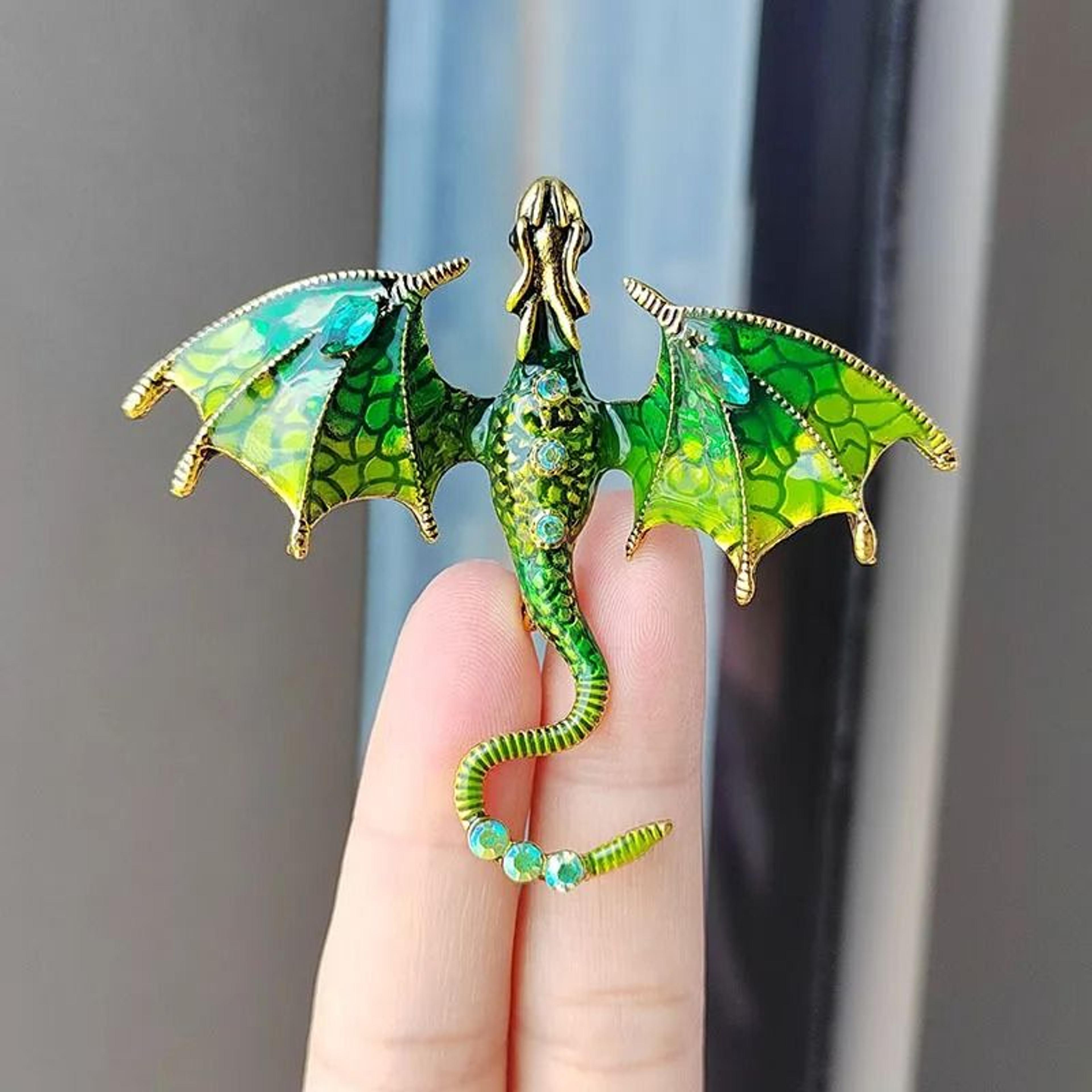 Enamel Dragon Brooch Rhinestone Animal Pin Statement Jewelry Accessory 4