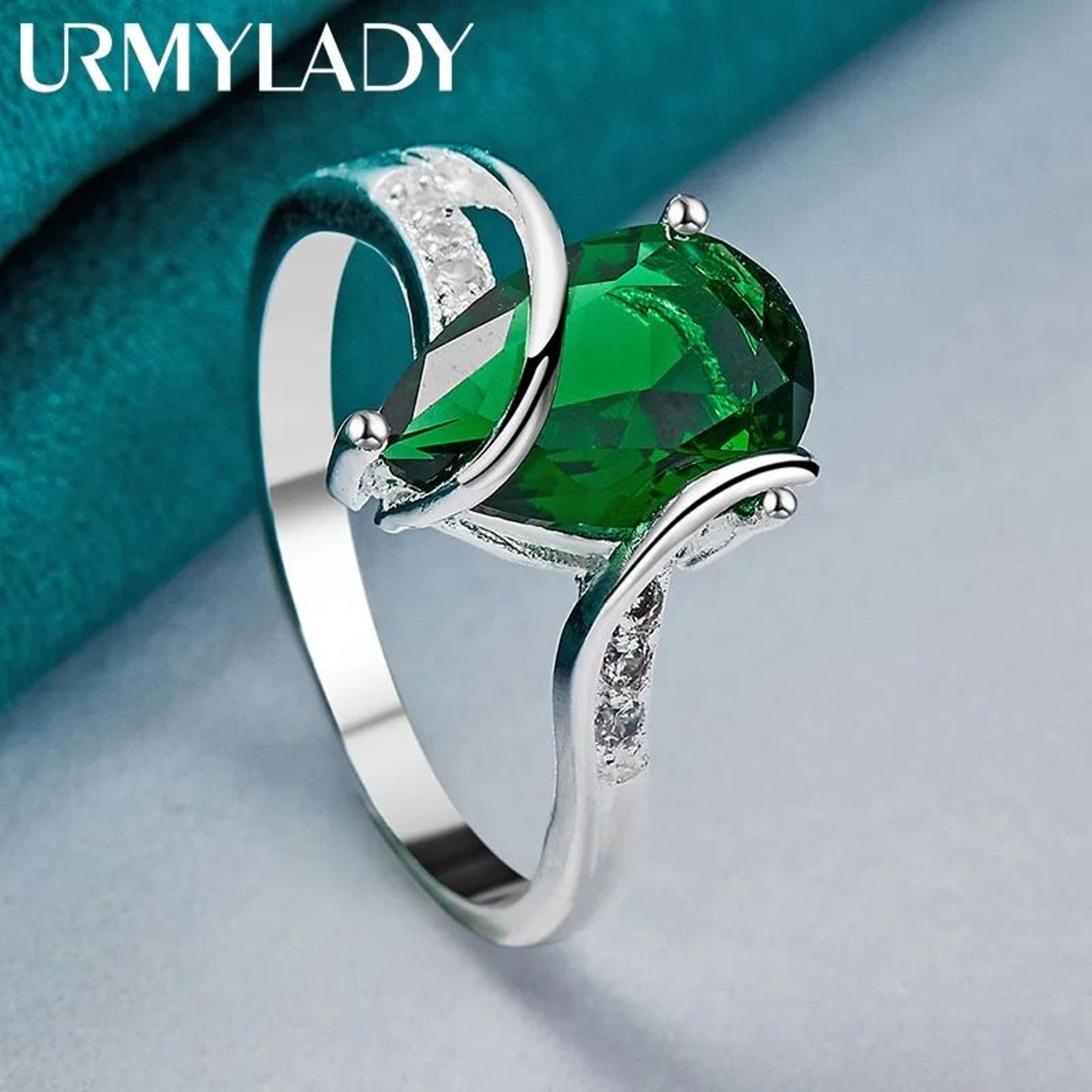 URMYLADY Sterling Silver Water Drop Turquoise Ring For Women 4